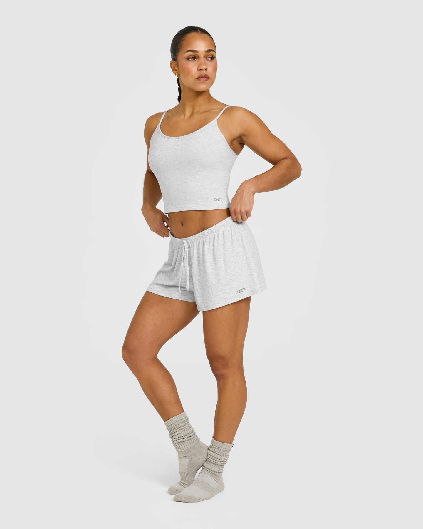 At Home Night Shorts | Grey Marl - Image 3