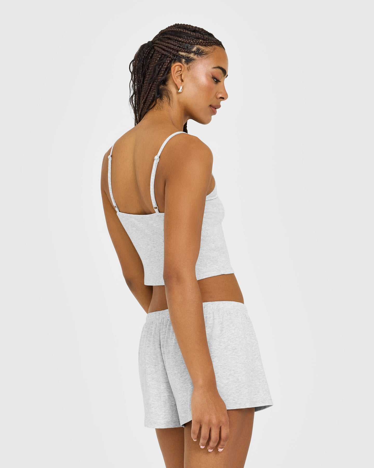 At Home Night Strappy Mid Vest | Grey Marl - Image 6