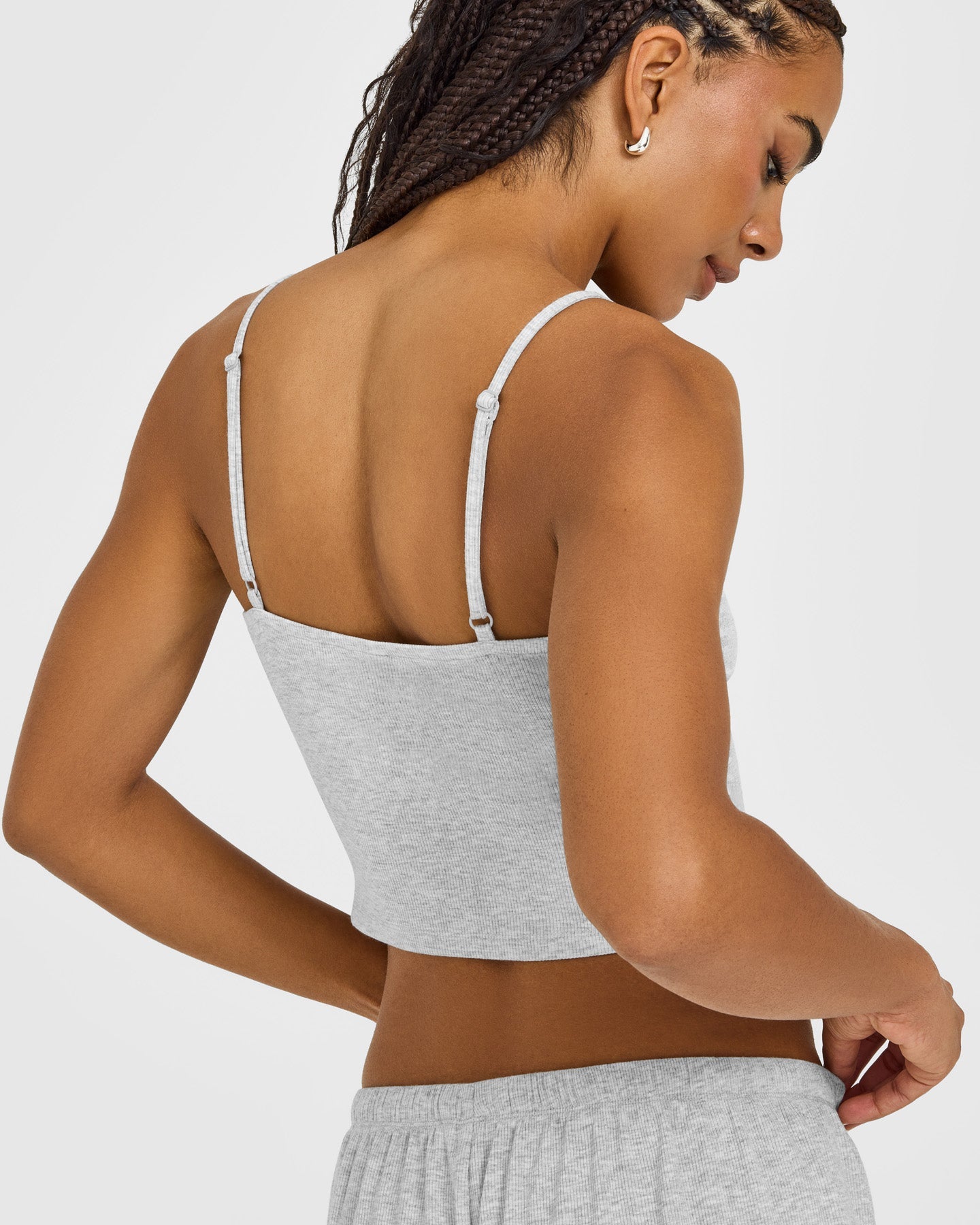 At Home Night Strappy Mid Vest | Grey Marl - Image 4