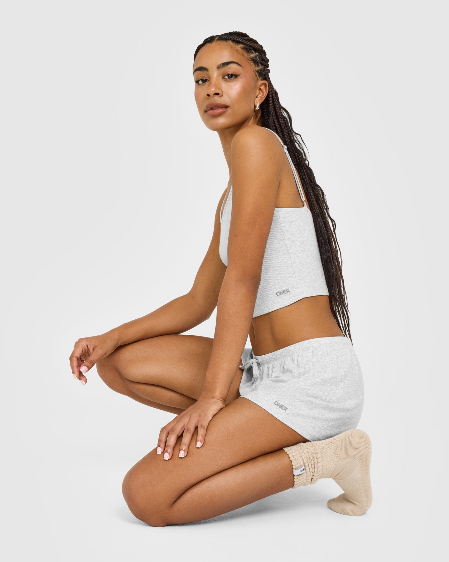 At Home Night Strappy Mid Vest | Grey Marl - Image 5