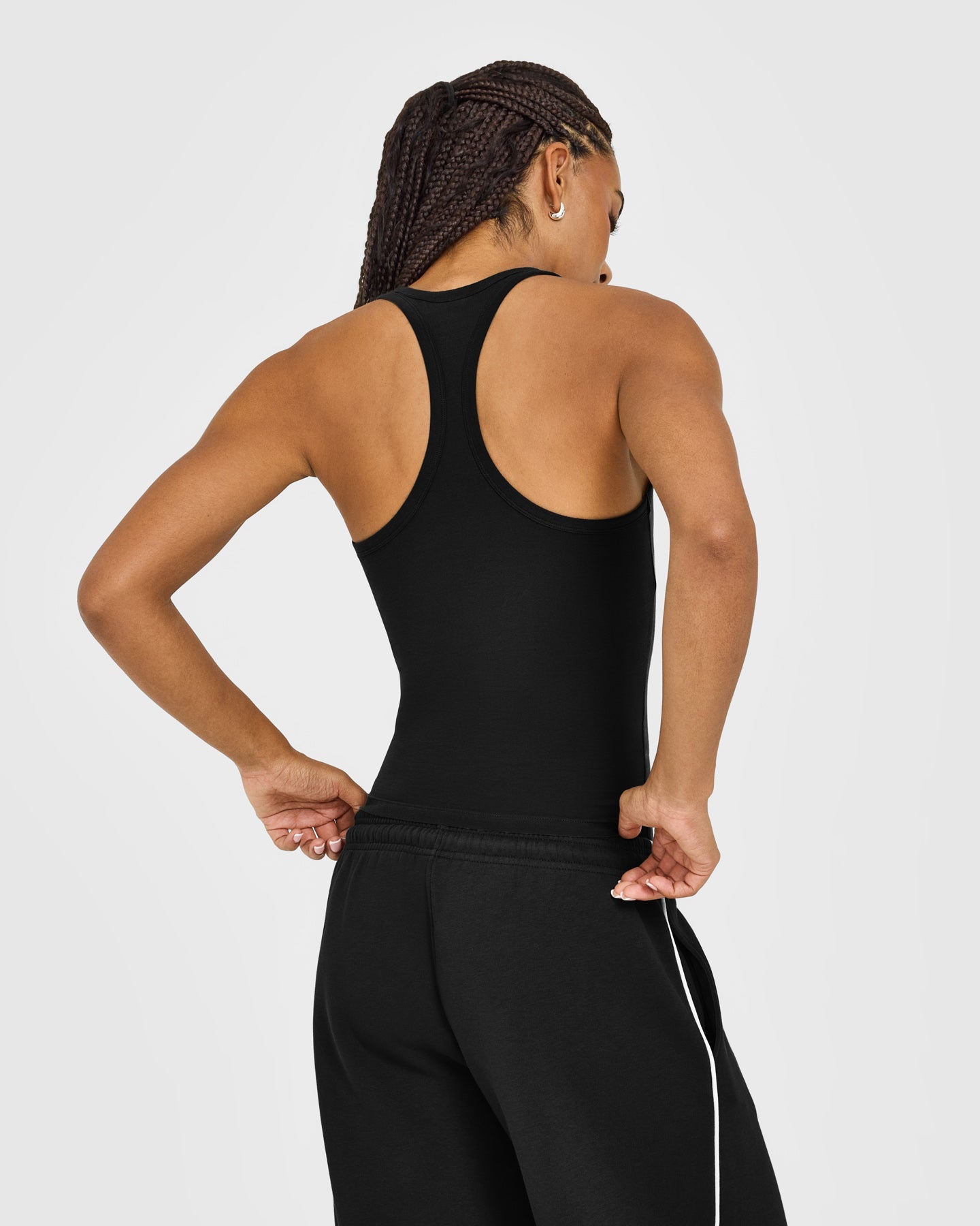 Alternative view of Cotton Racer Back Fitted Vest | Black