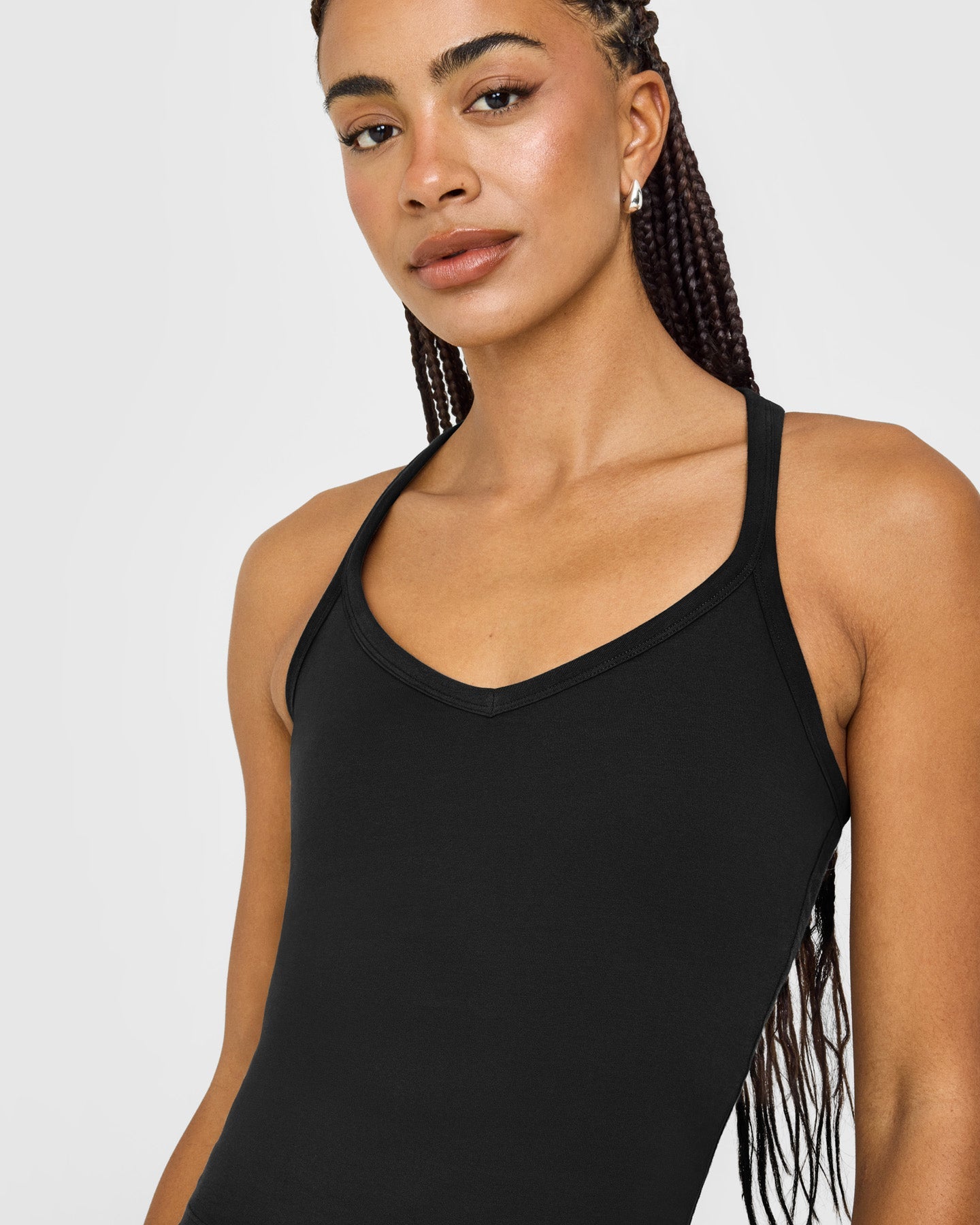 Cotton Racer Back Fitted Vest | Black - Image 4