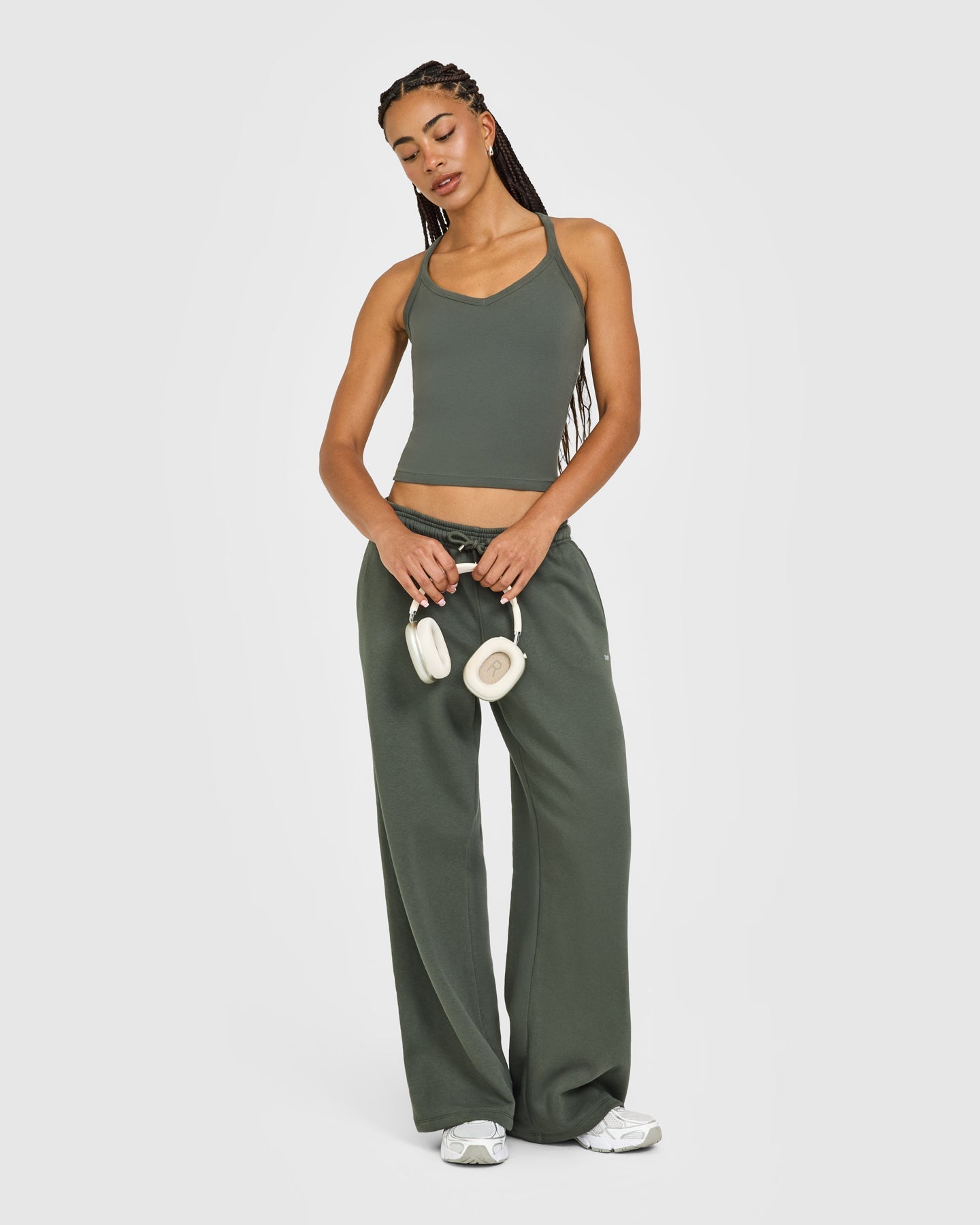 Cotton Racer Back Fitted Vest | Dark Khaki - Image 3