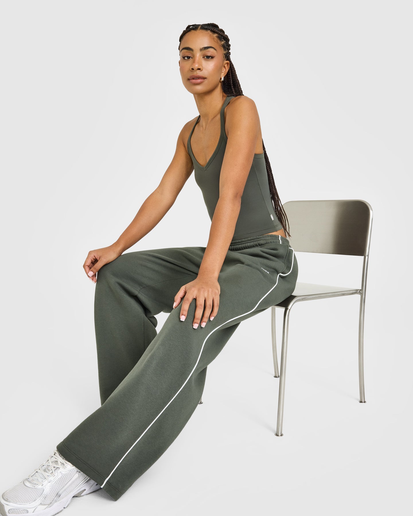 Alternative view of Cotton Racer Back Fitted Vest | Dark Khaki