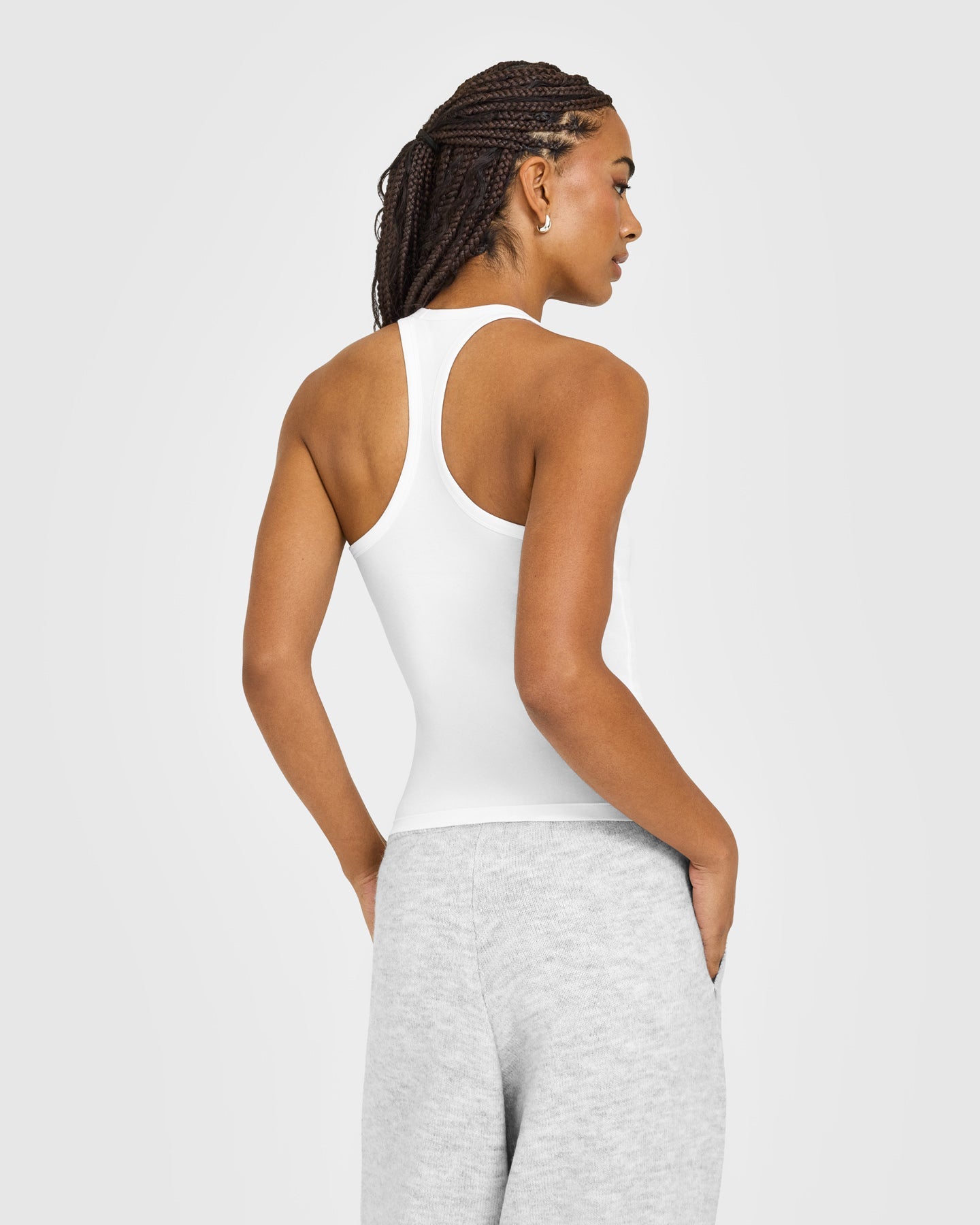 Cotton Racer Back Fitted Vest | White - Image 4