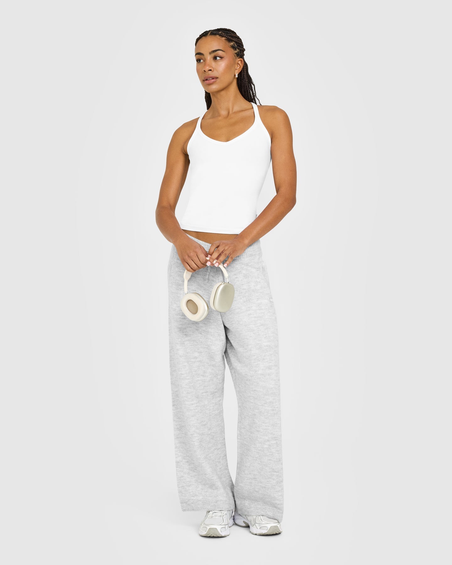 Cotton Racer Back Fitted Vest | White - Image 3