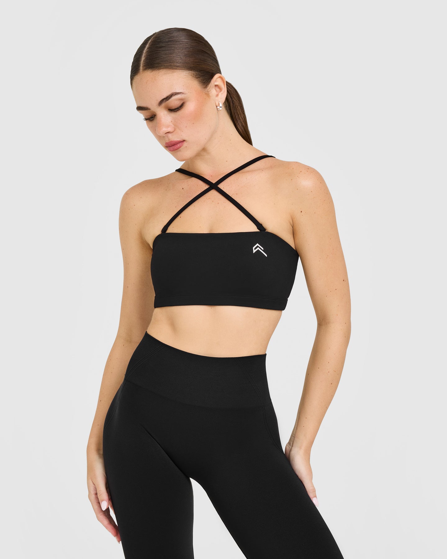 EasyLift Multi Way Bandeau Bralette with White Logo | Black