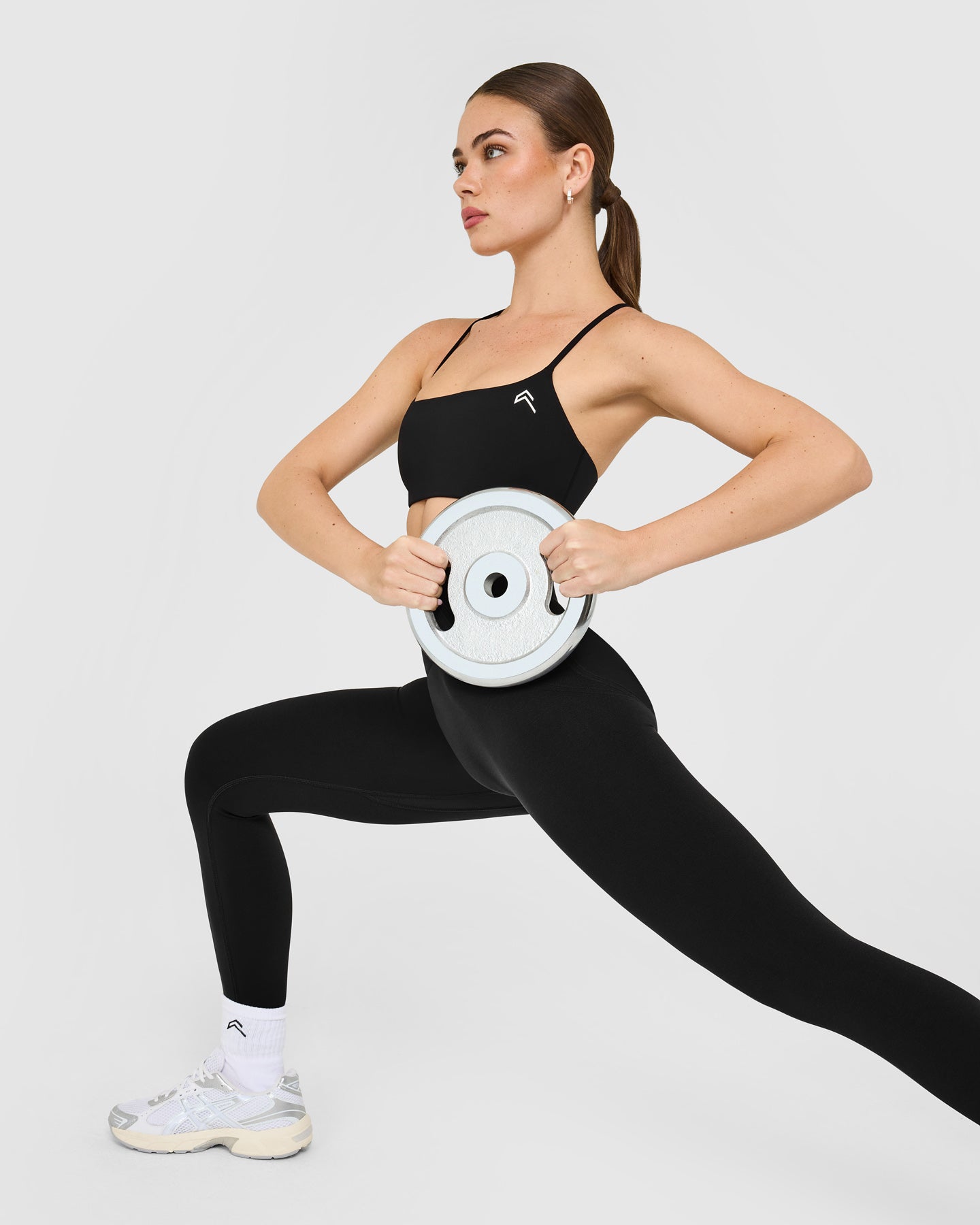EasyLift Strappy Sports Bra with White Logo | Black - Image 5