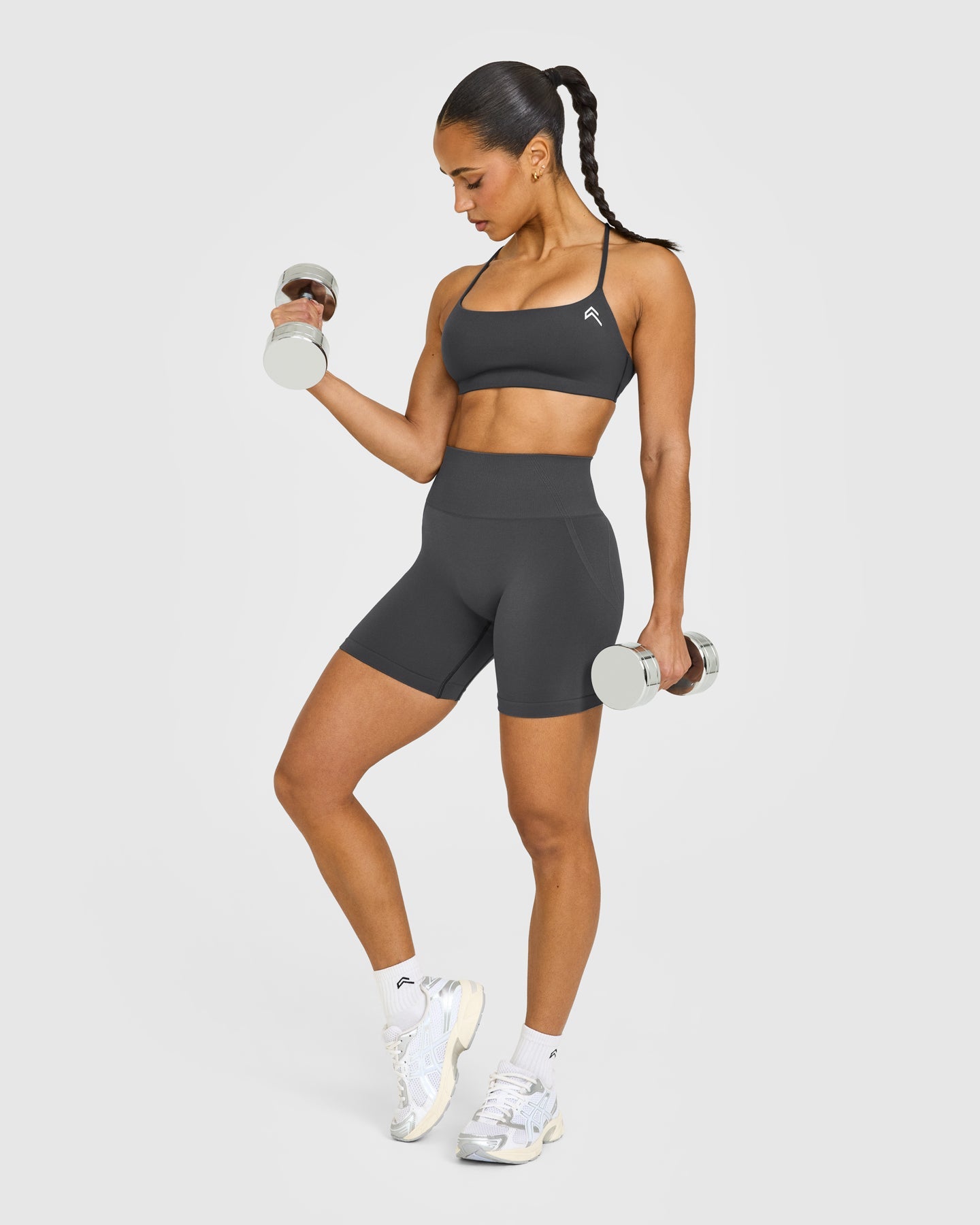 EasyLift Strappy Sports Bra with White Logo | Coal - Image 3