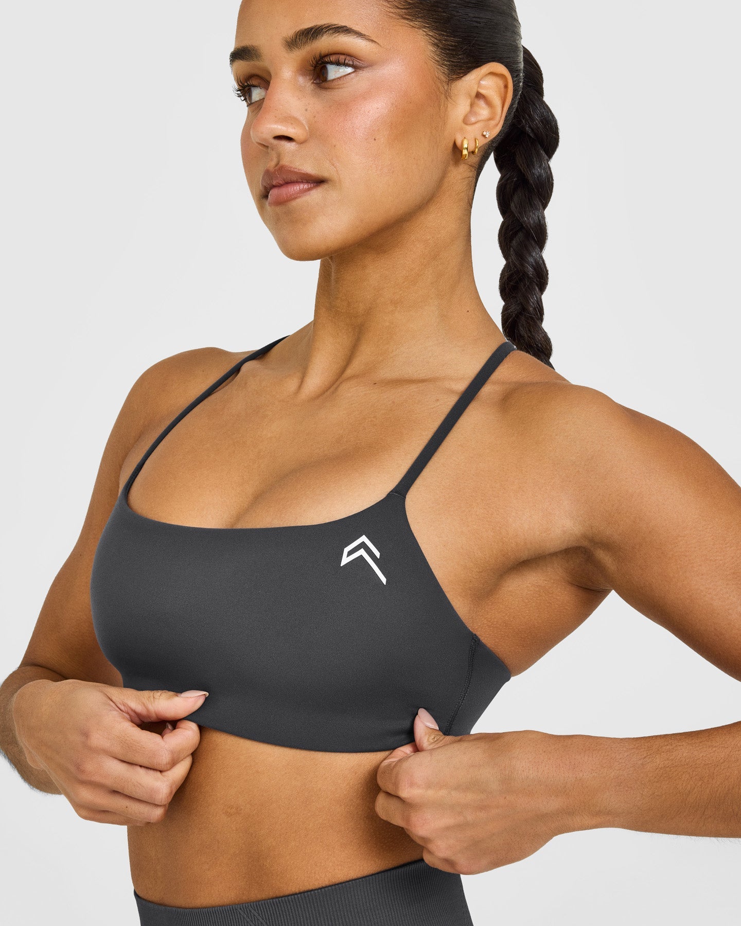 EasyLift Strappy Sports Bra with White Logo | Coal - Image 5