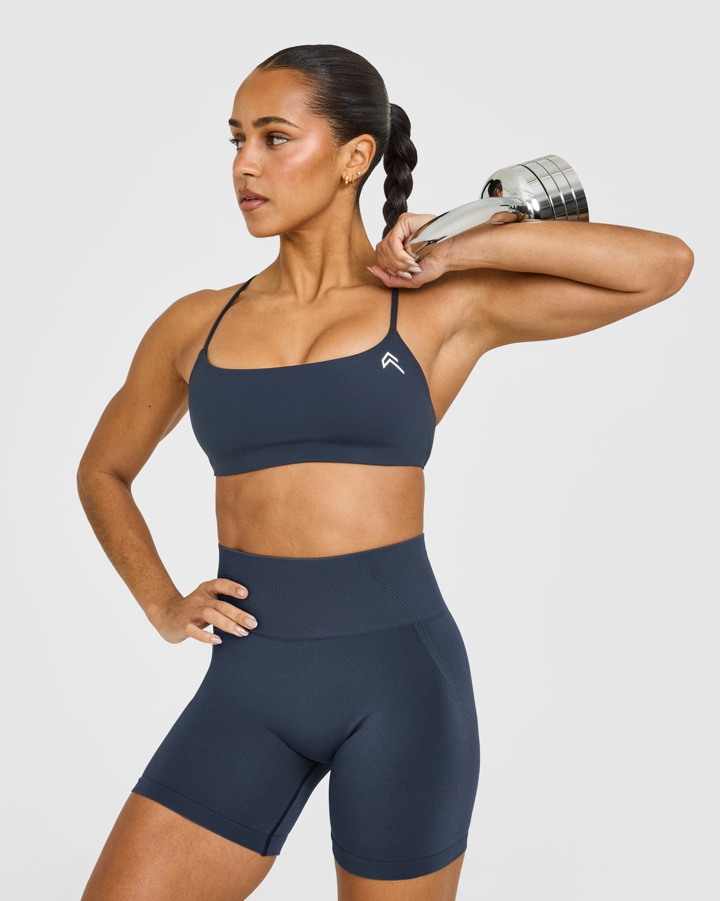 EasyLift Strappy Sports Bra with White Logo | True Blue - Image 6
