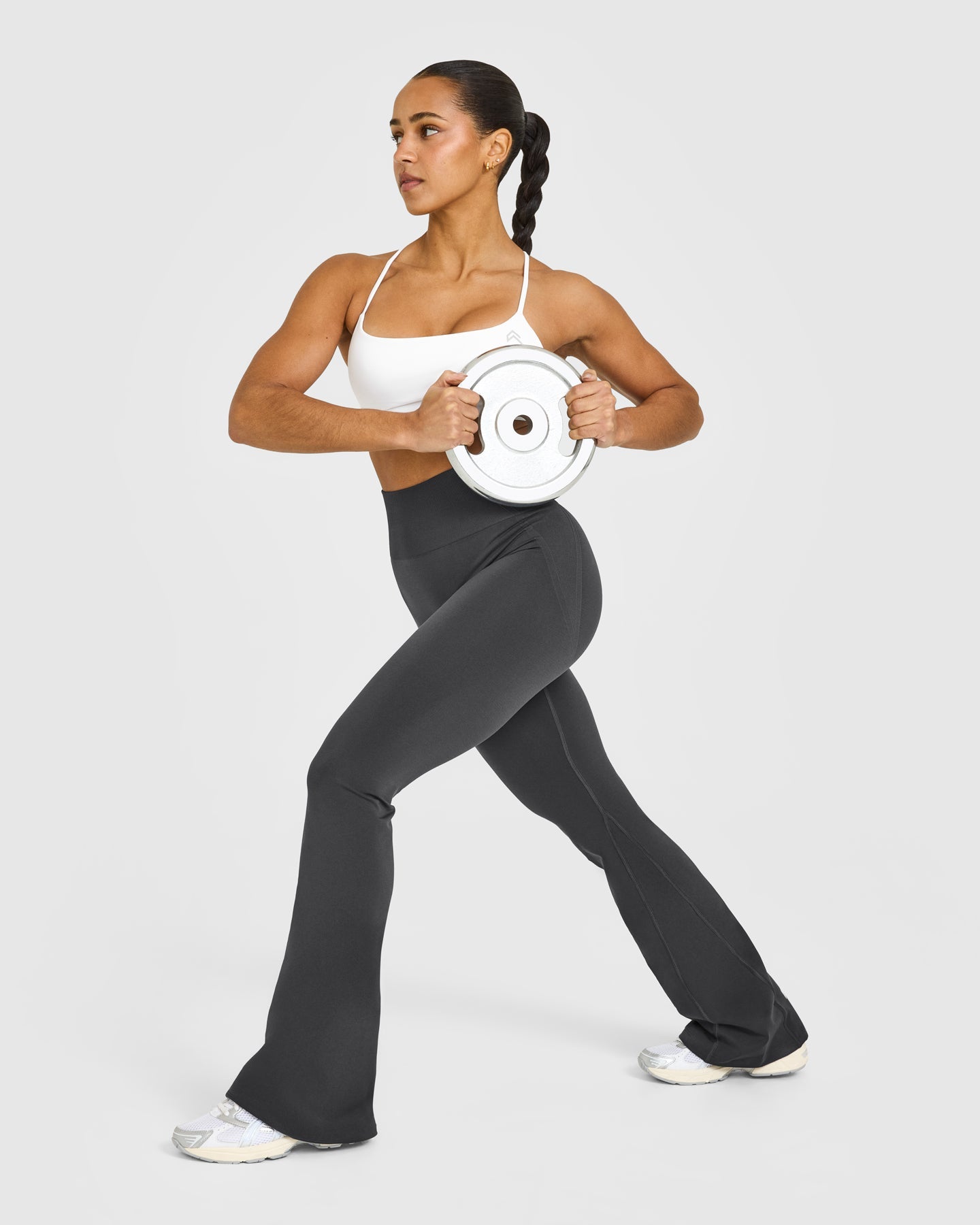 EffortlessLift Seamless Flared Bottoms with White Logo | Coal - Image 3