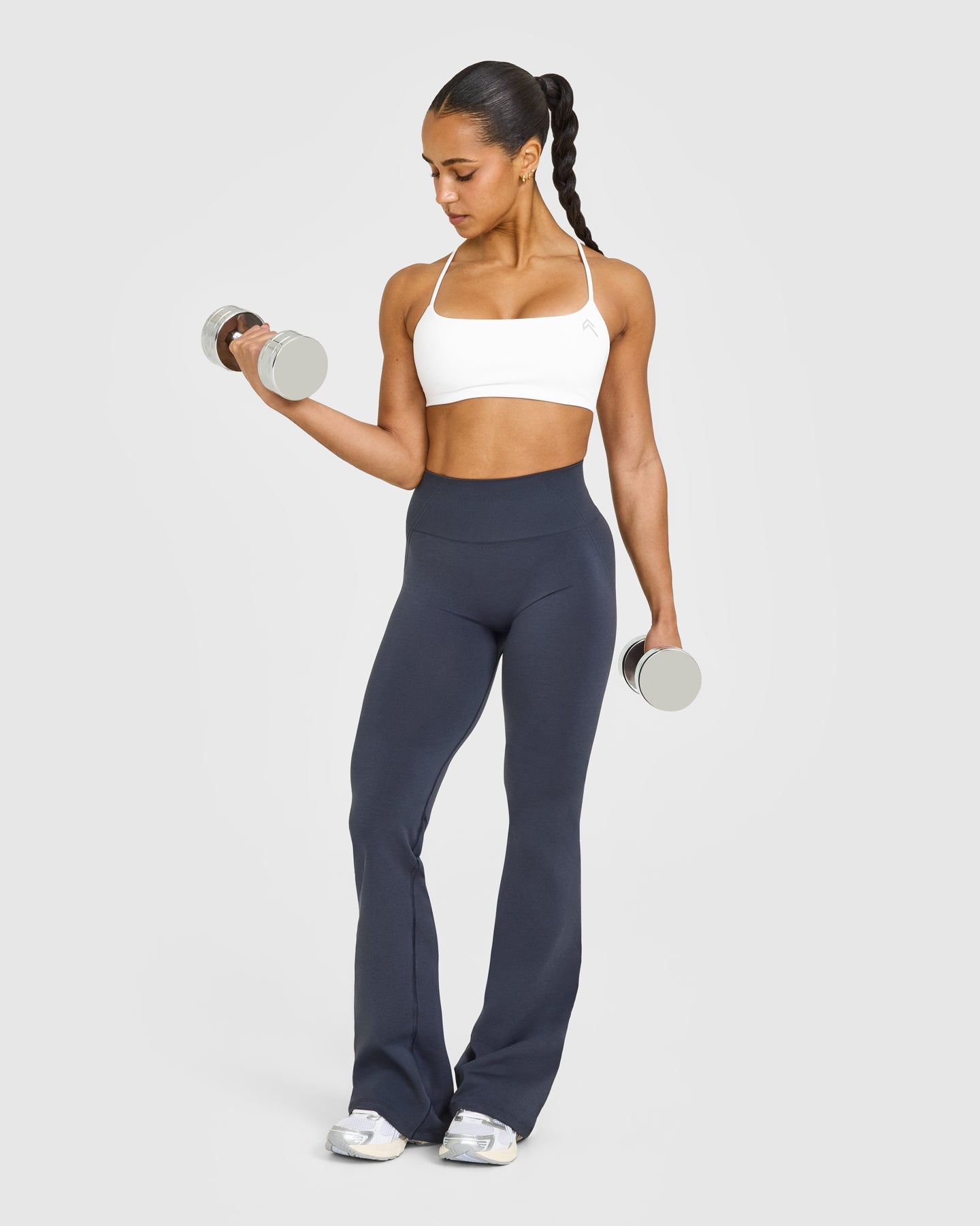 EffortlessLift Seamless Flared Bottoms with White Logo | True Blue - Image 3