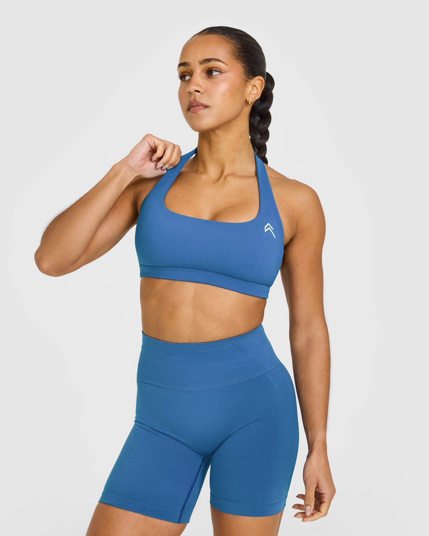 EasyLift Halter Bralette with White Logo | Ocean Blue