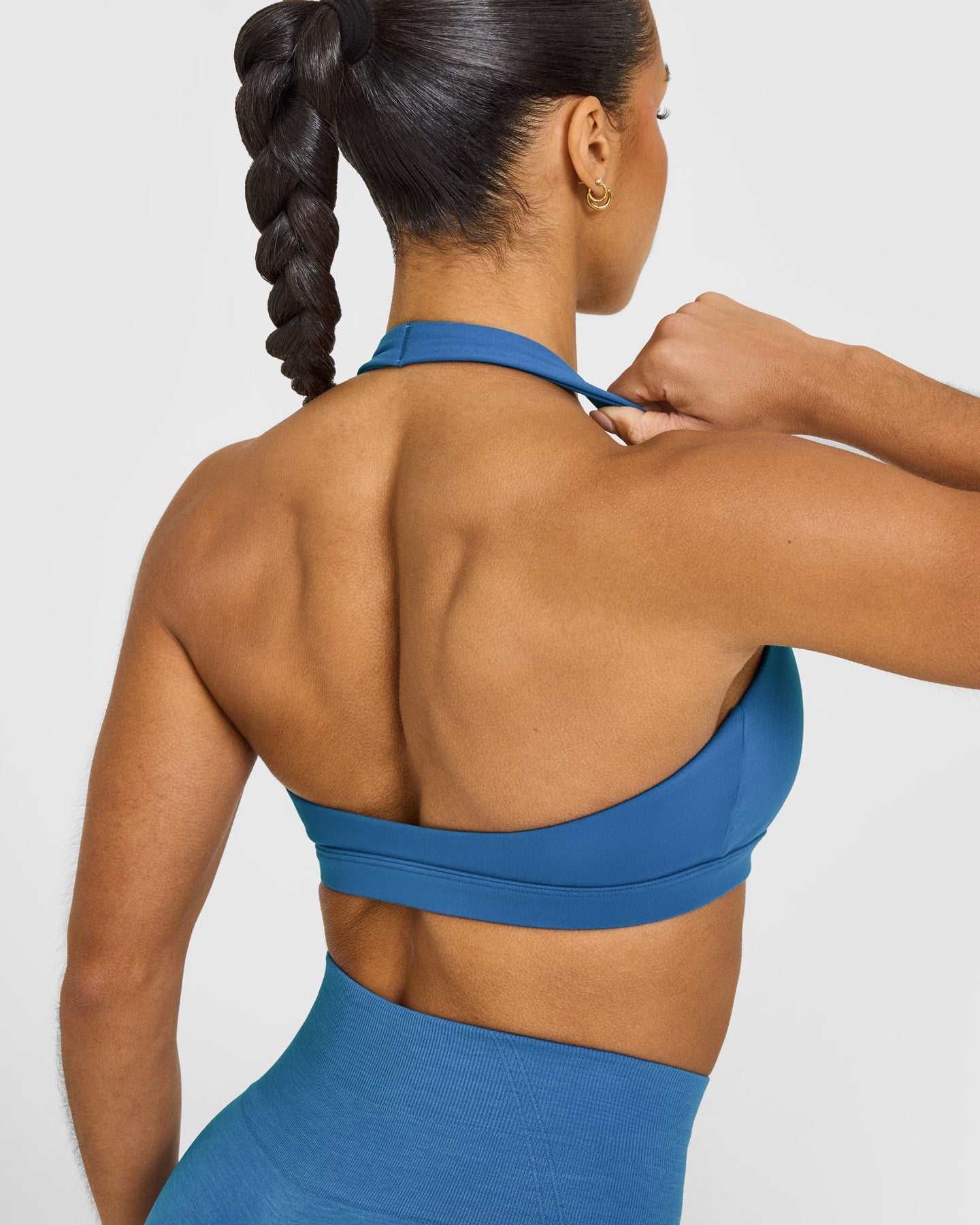EasyLift Halter Bralette with White Logo | Ocean Blue - Image 4