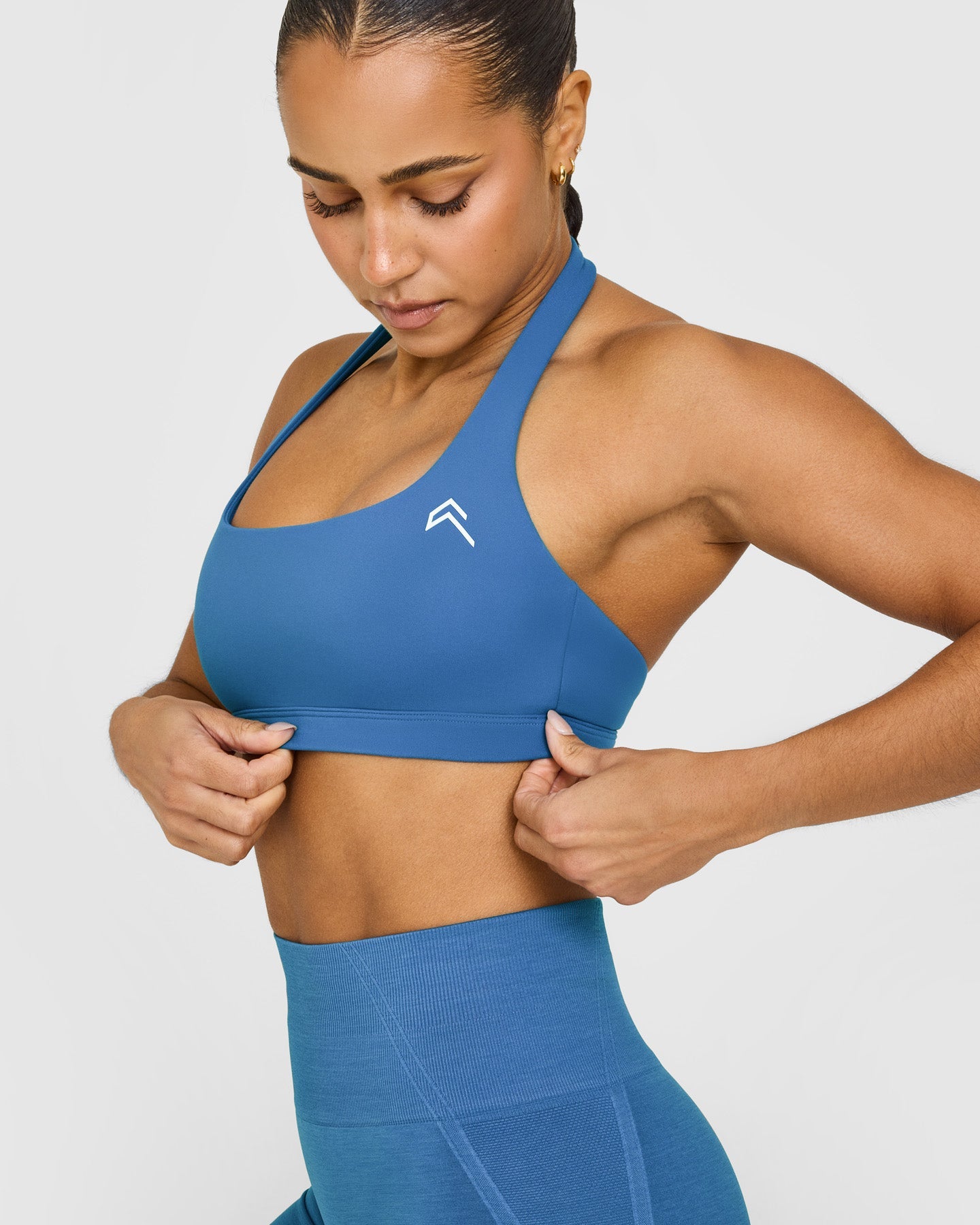 EasyLift Halter Bralette with White Logo | Ocean Blue - Image 5