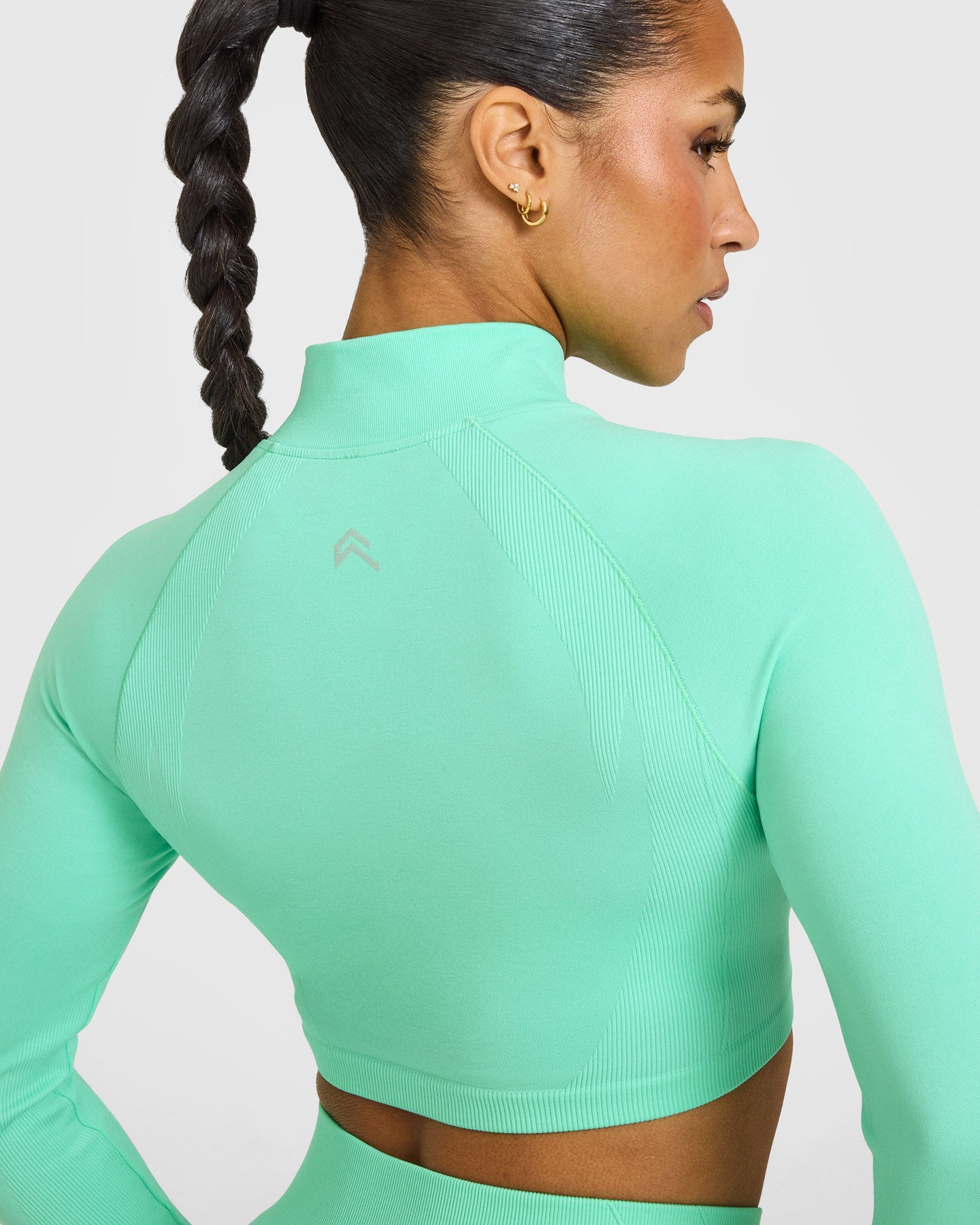 EnhanceLift Seamless Crop Jacket with White Logo | Peppermint Green - Image 4