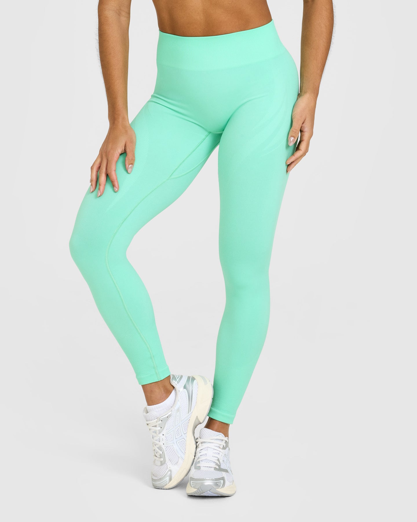 EnhanceLift Seamless Leggings with White Logo | Peppermint Green - Image 6