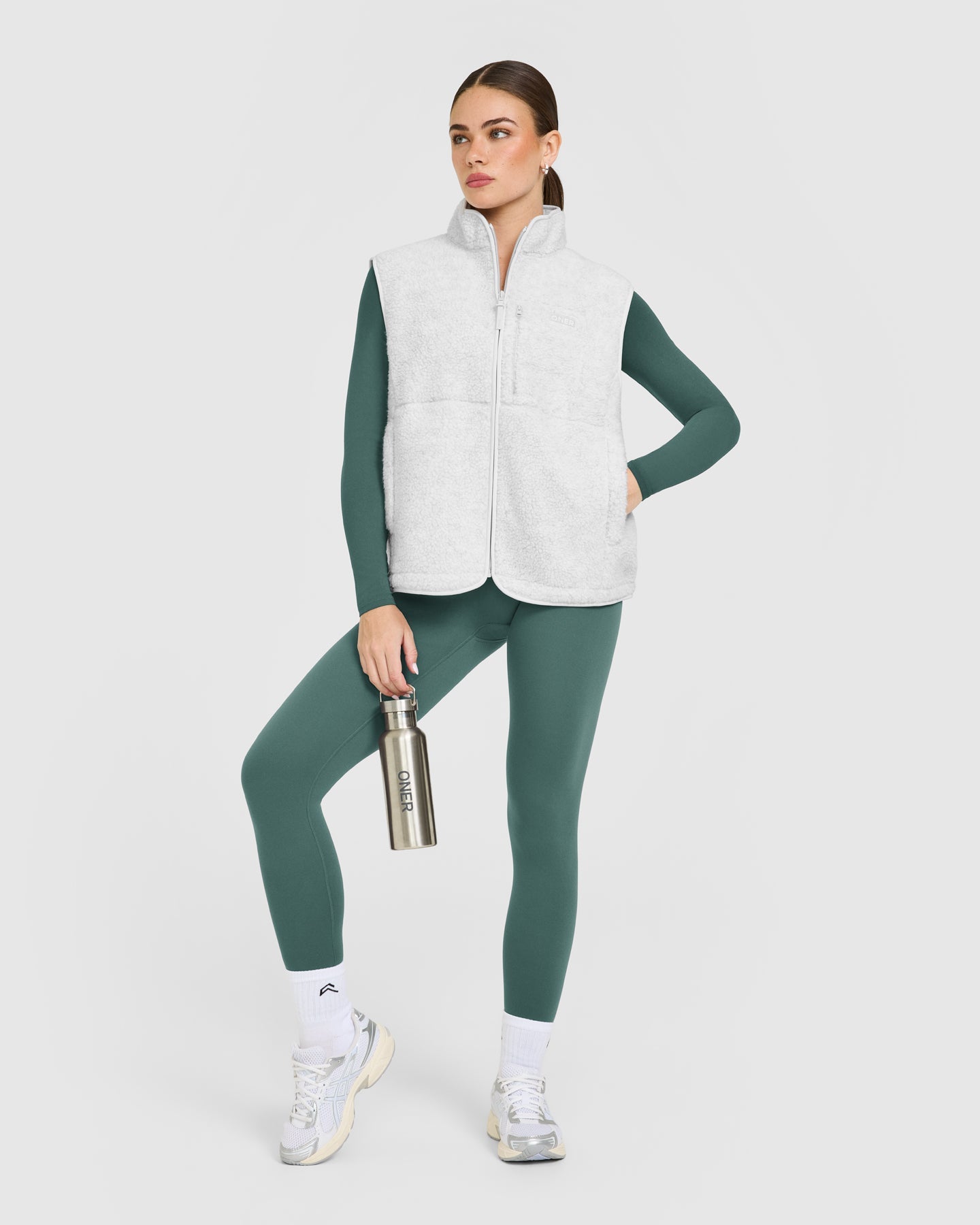 Fleece Gilet with Chest Pocket | Heather Grey - Image 3