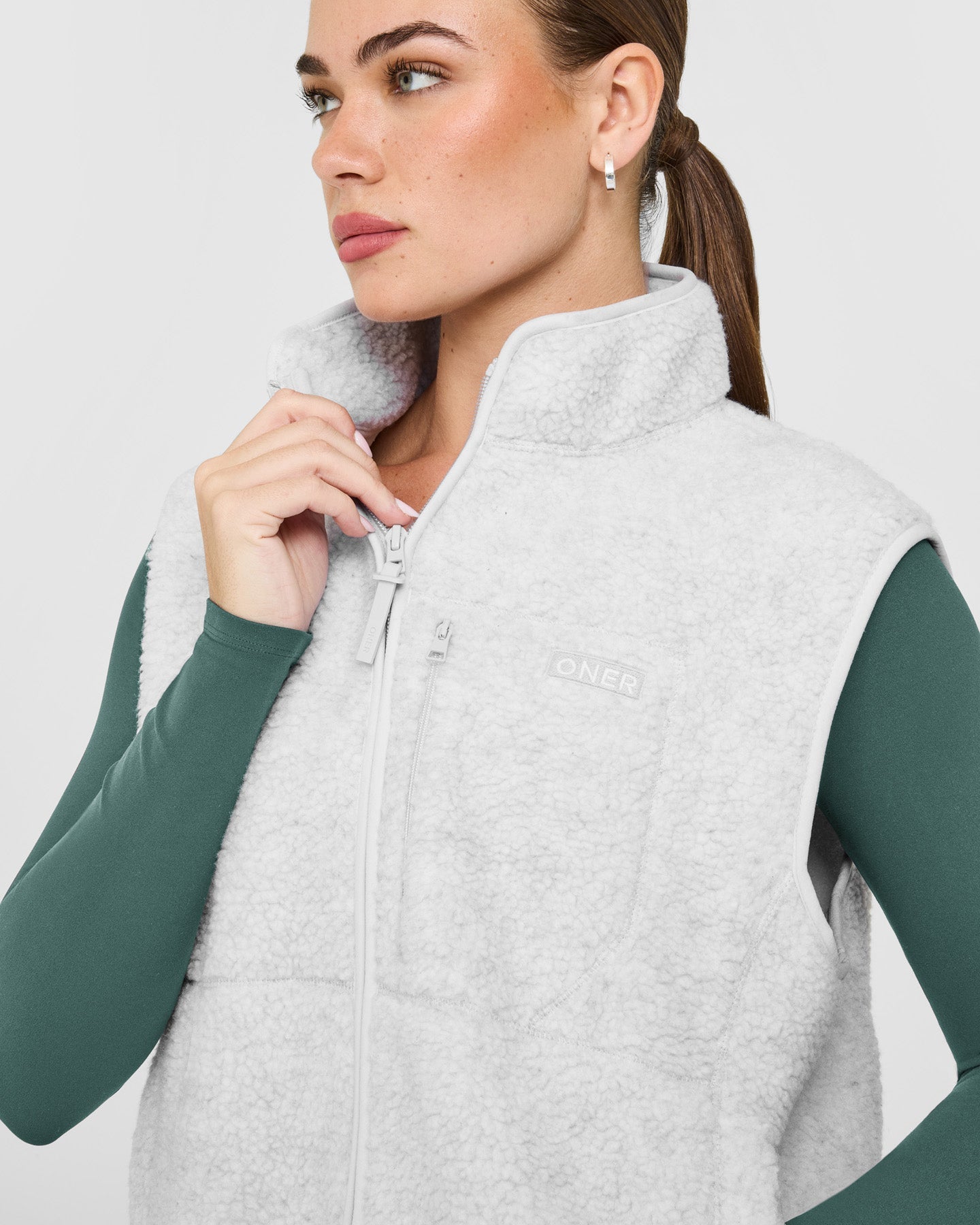 Alternative view of Fleece Gilet with Chest Pocket | Heather Grey