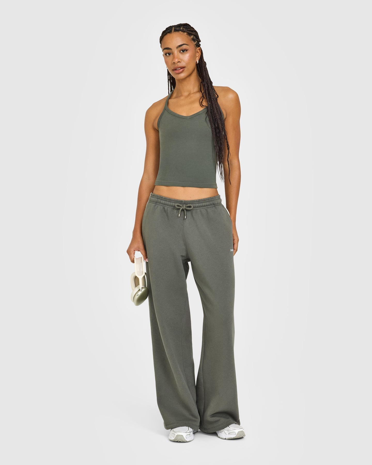Jersey Tracksuit Straight Leg Joggers | Dark Khaki - Image 3