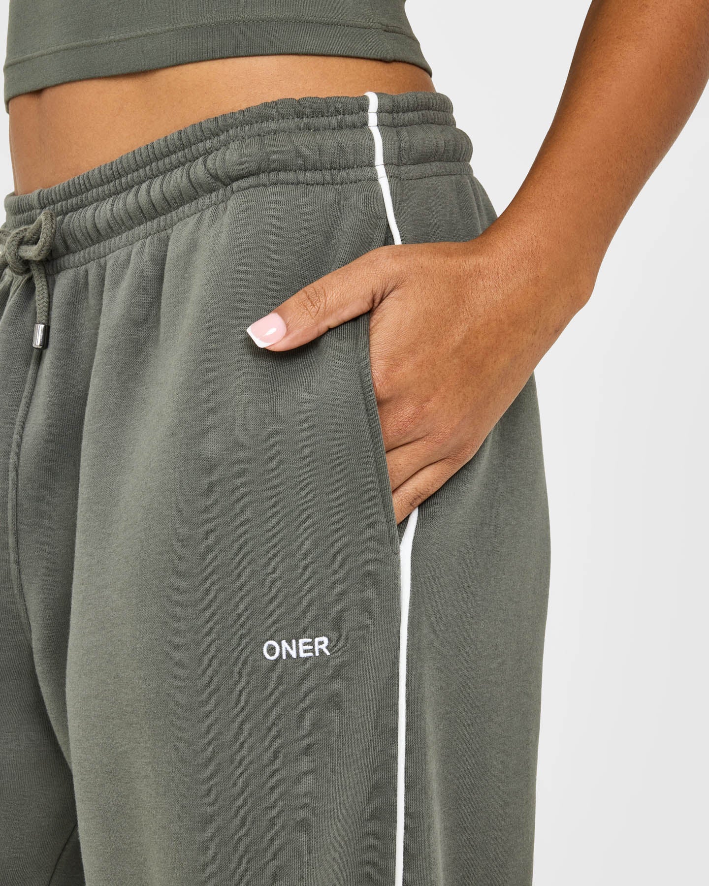 Jersey Tracksuit Straight Leg Joggers | Dark Khaki - Image 4