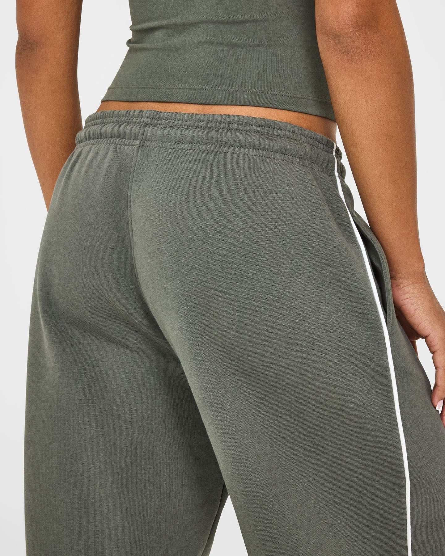 Jersey Tracksuit Straight Leg Joggers | Dark Khaki - Image 5