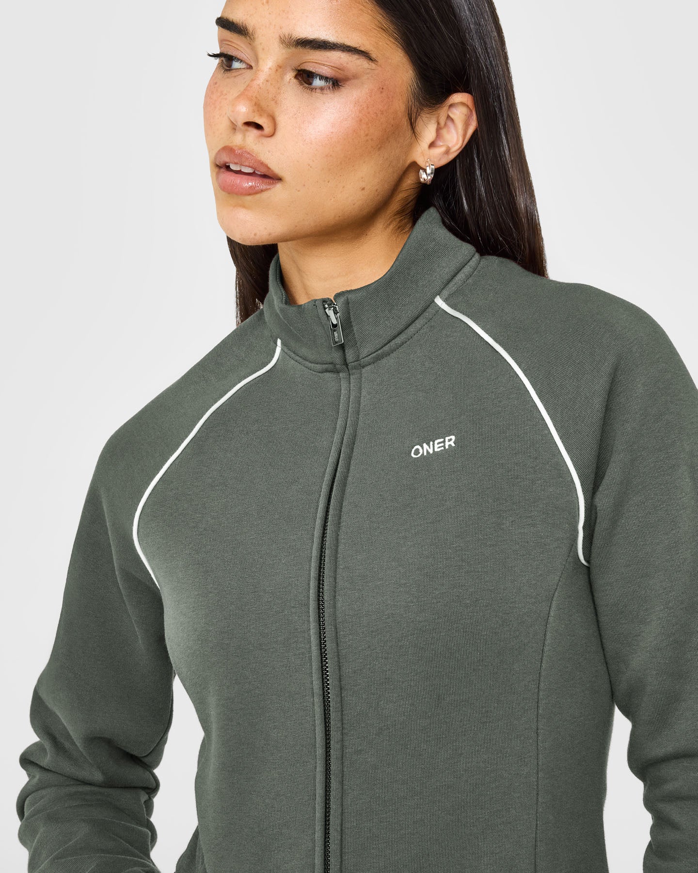 Alternative view of Jersey Tracksuit Zip Through Jacket | Dark Khaki