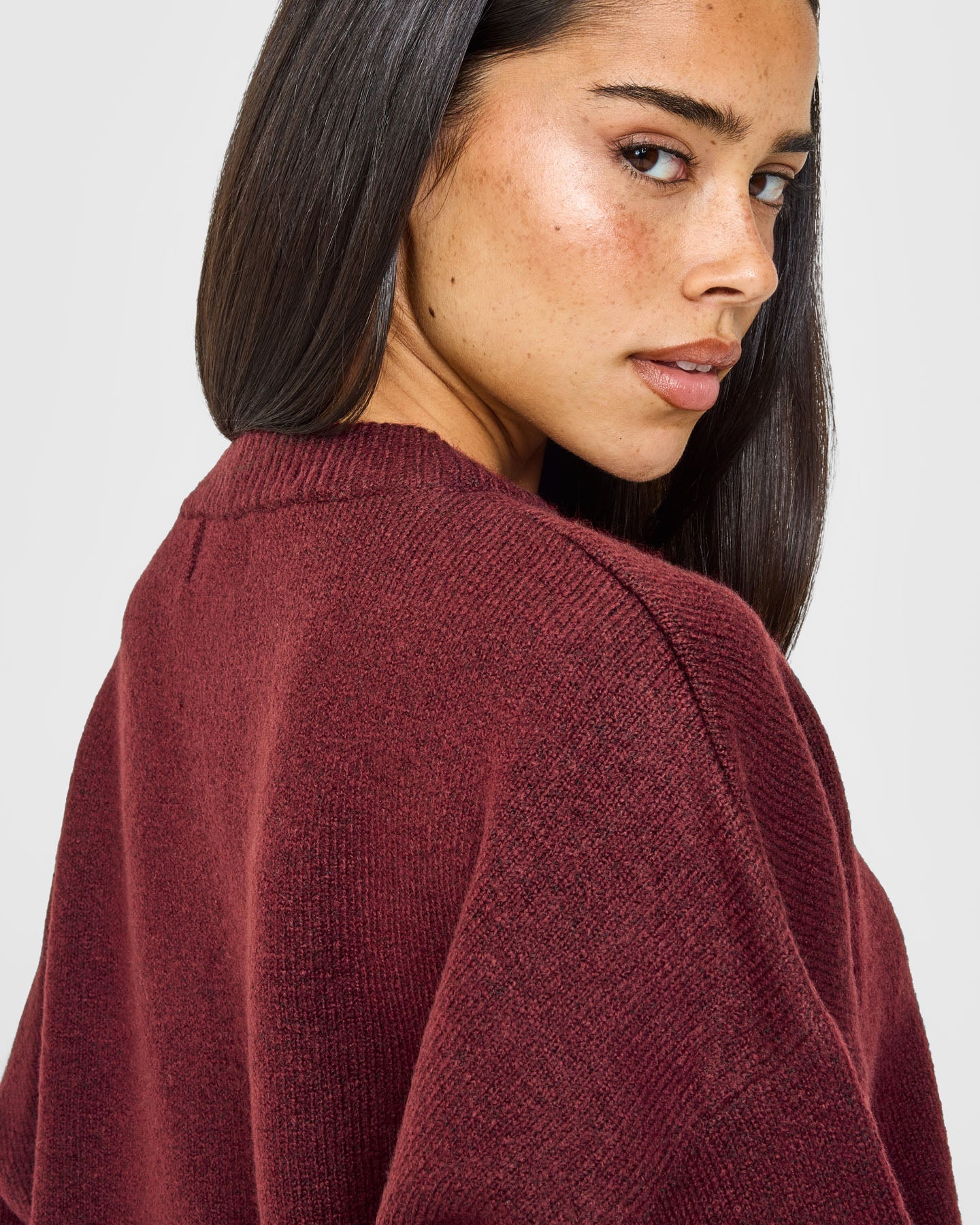 Oversized Knit Crew Neck Sweatshirt | Rosewood - Image 4