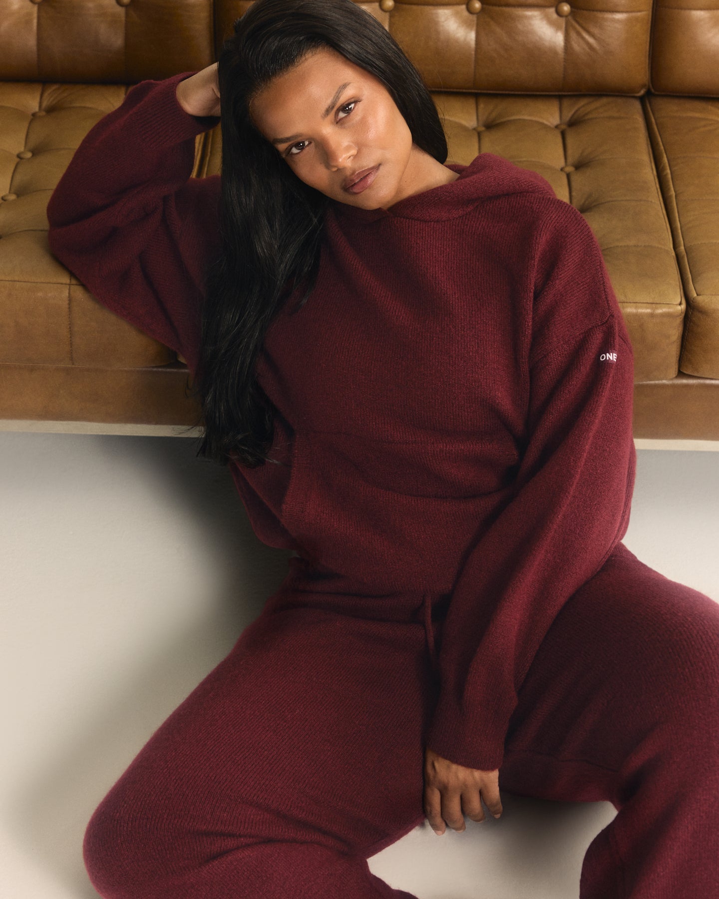 Alternative view of Oversized Knit Hoodie | Rosewood