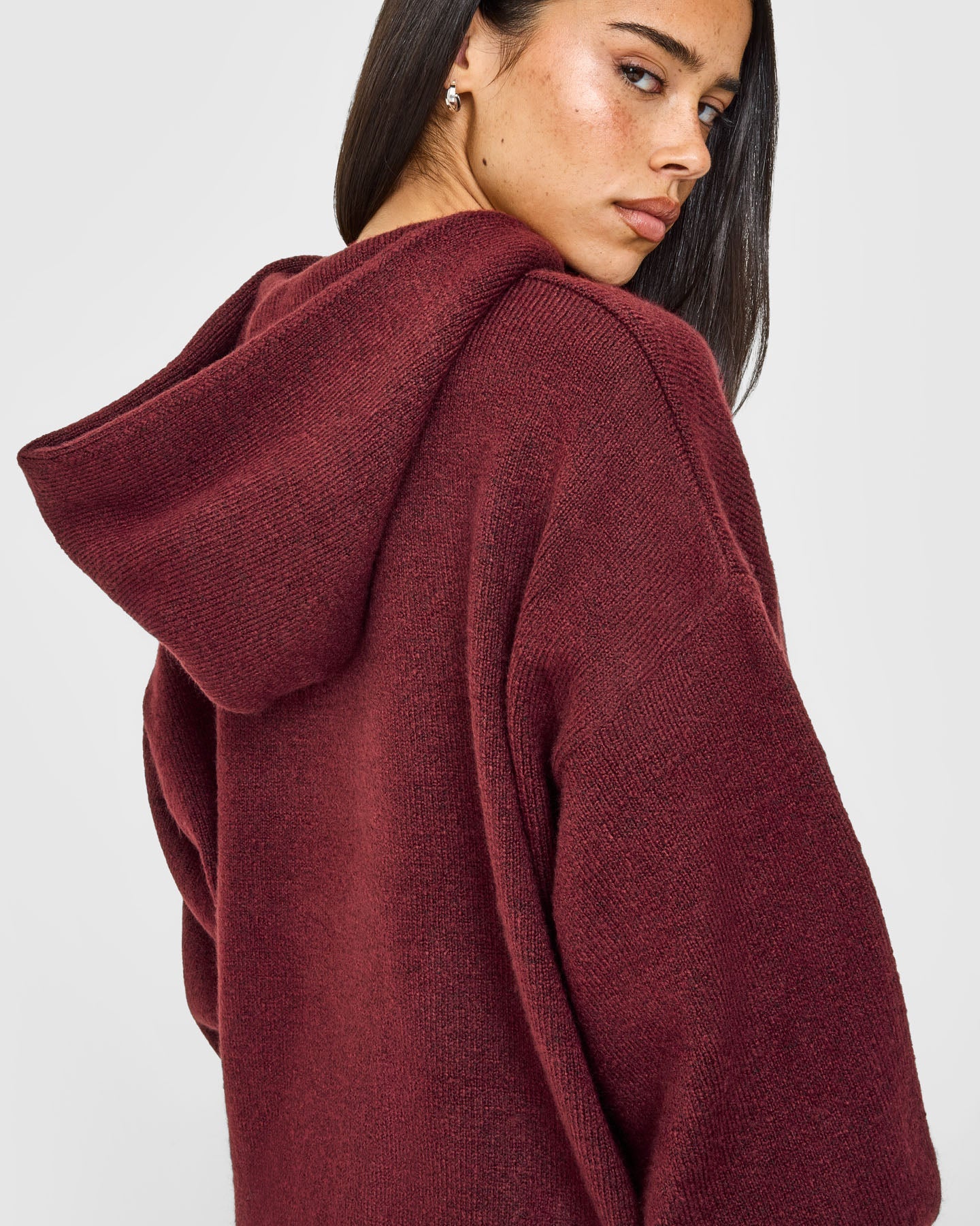 Oversized Knit Hoodie | Rosewood - Image 4