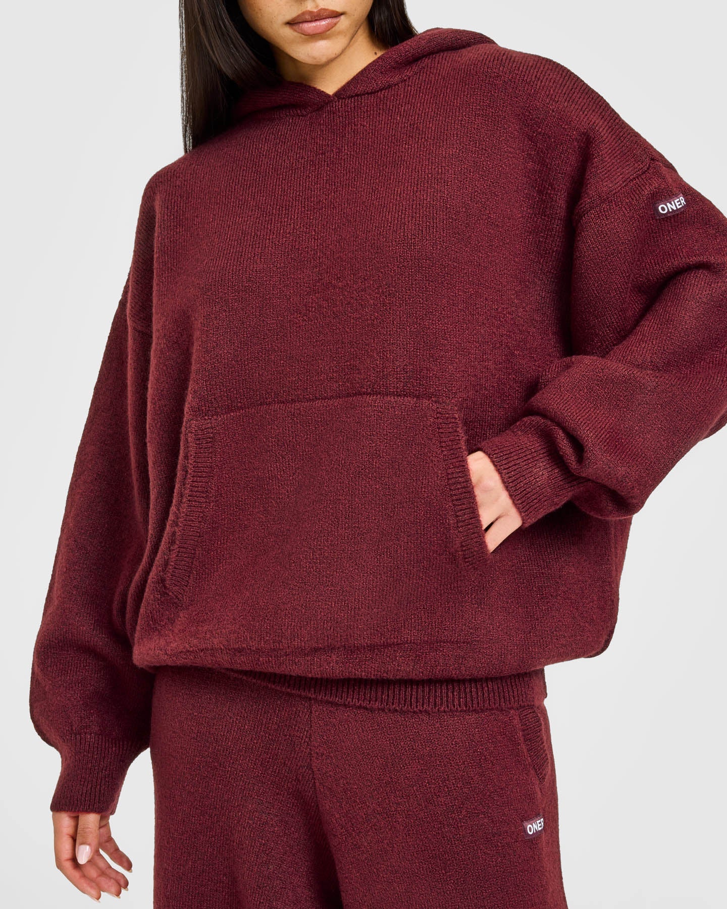 Oversized Knit Hoodie | Rosewood - Image 6