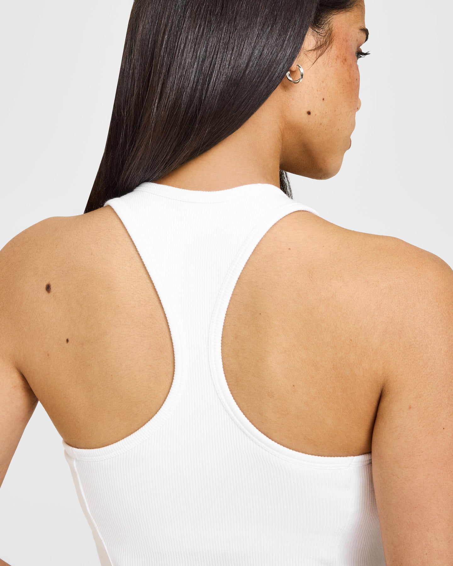 Mellow Rib Oner Embroidered Square Neck Mid Vest with Built in Bra Shelf | White - Image 4
