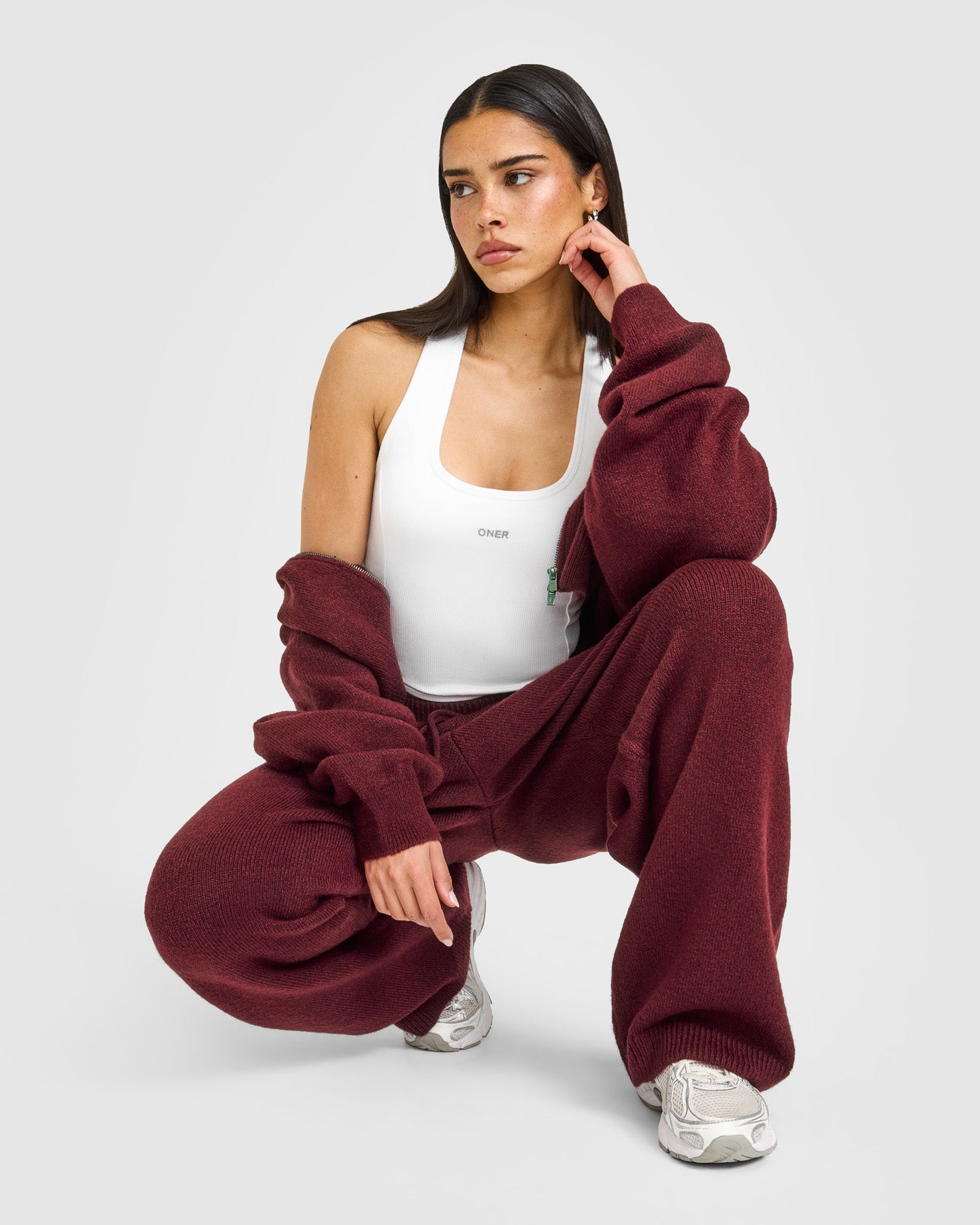 Mellow Rib Oner Embroidered Square Neck Mid Vest with Built in Bra Shelf | White - Image 6