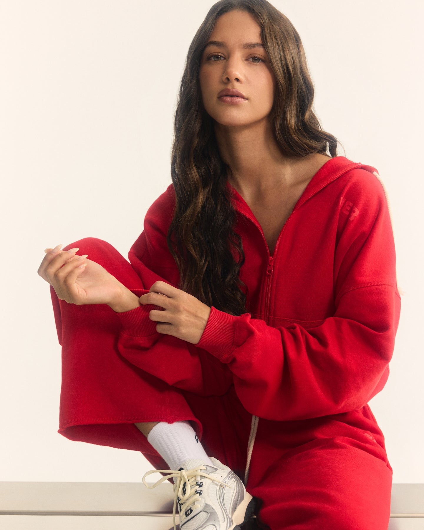 Alternative view of Raw Lounge Oversized Zip Hoodie | Washed Fiery Red