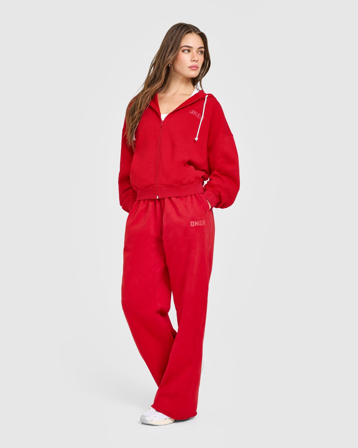 Raw Lounge Oversized Zip Hoodie | Washed Fiery Red - Image 3