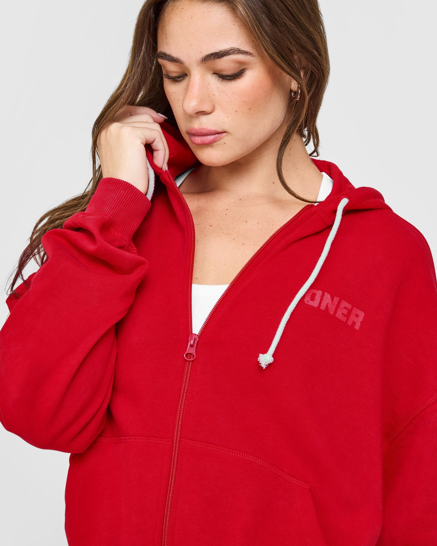 Raw Lounge Oversized Zip Hoodie | Washed Fiery Red - Image 5
