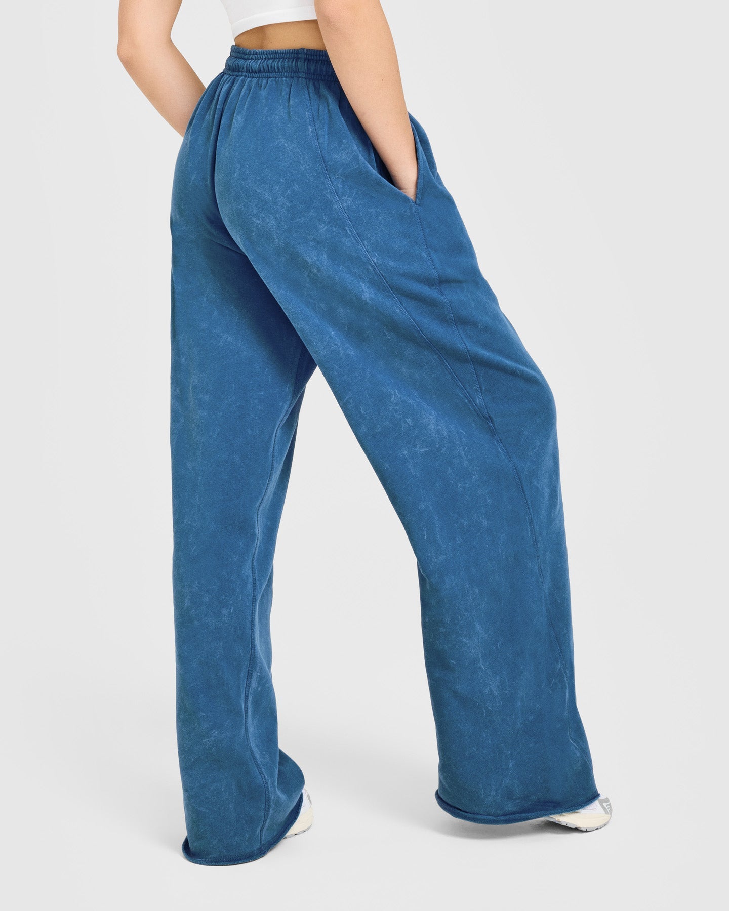 Alternative view of Raw Lounge Wide Leg Joggers | Washed Ocean Blue