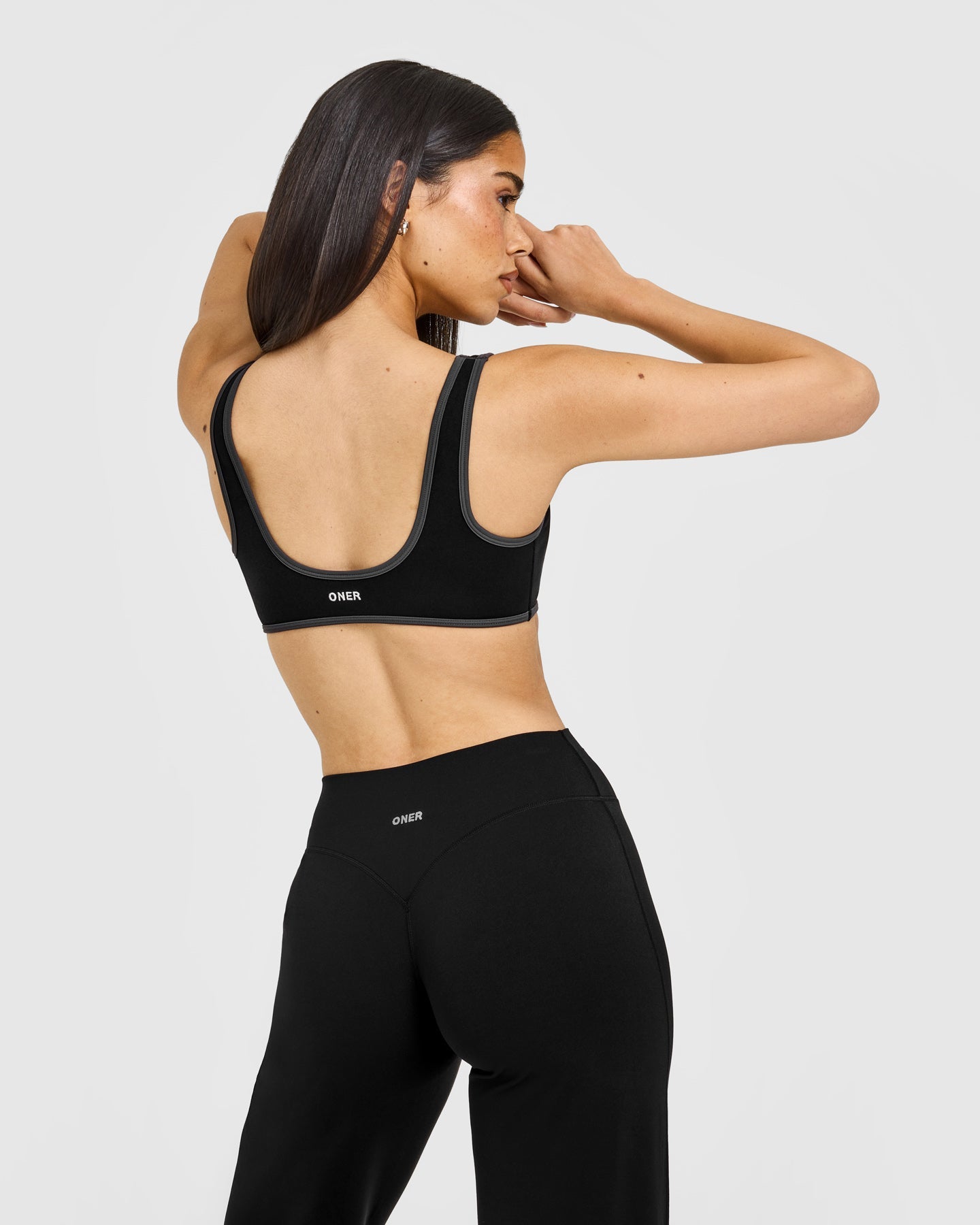 SoftMotion Contrast Scoop Back Bralette with White Logo | Black - Image 6