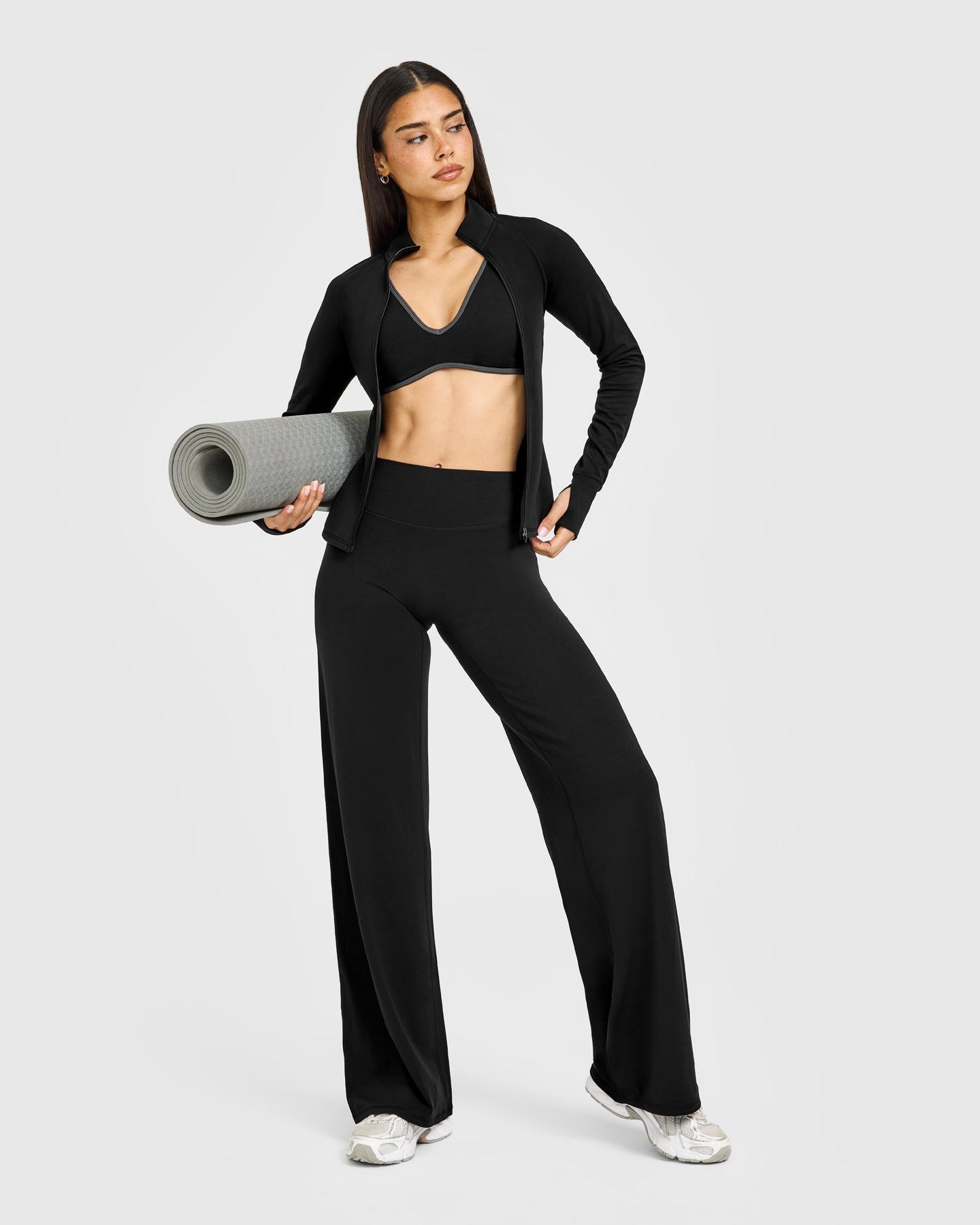 SoftMotion Contrast Scoop Back Bralette with White Logo | Black - Image 3