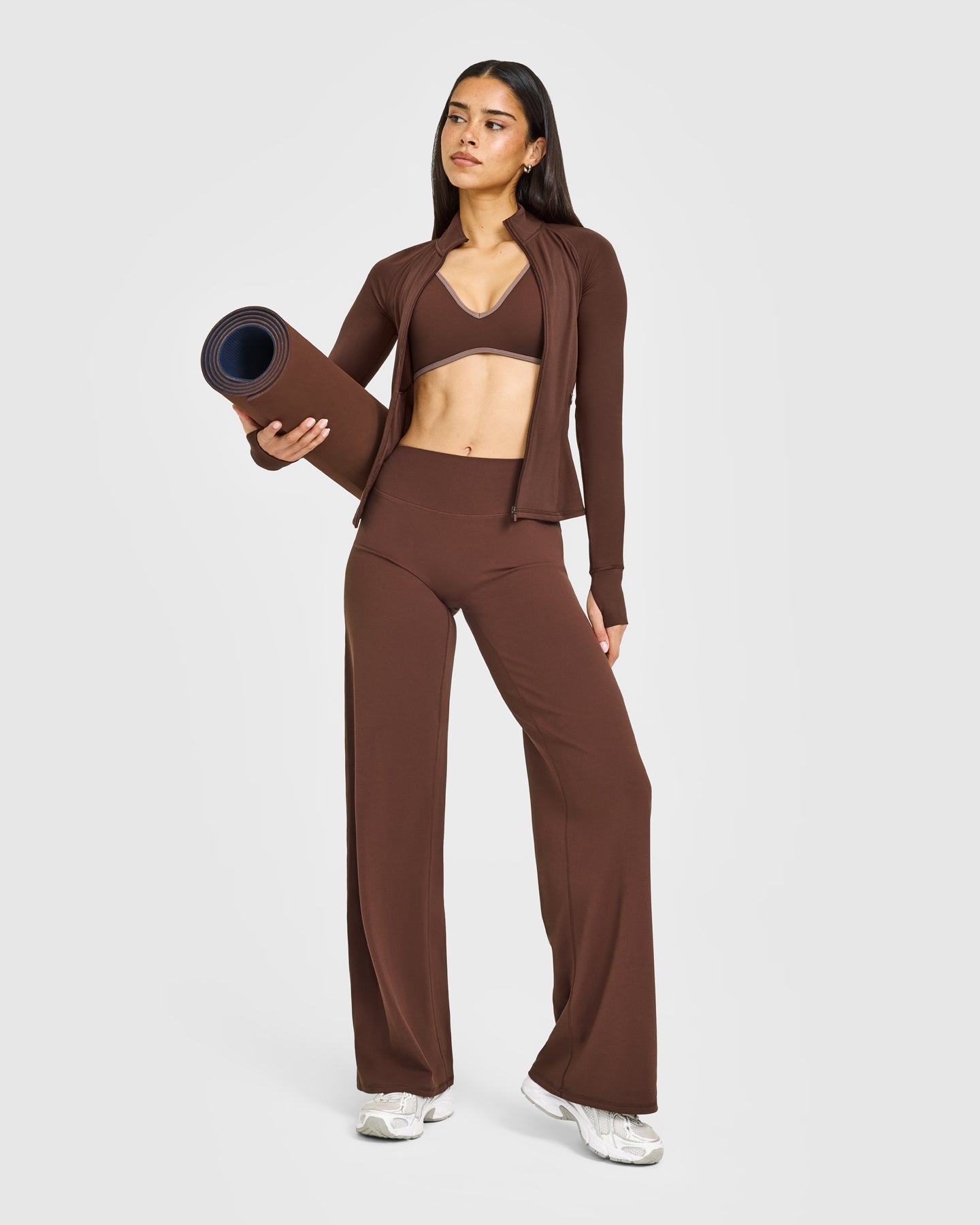 SoftMotion Contrast Scoop Back Bralette with White Logo | Espresso Brown - Image 3