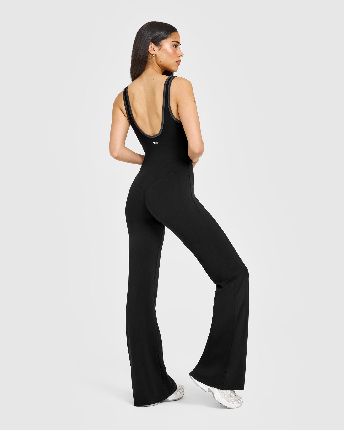 SoftMotion Contrast Scoop Back Flared All in One with White Logo | Black - Image 6