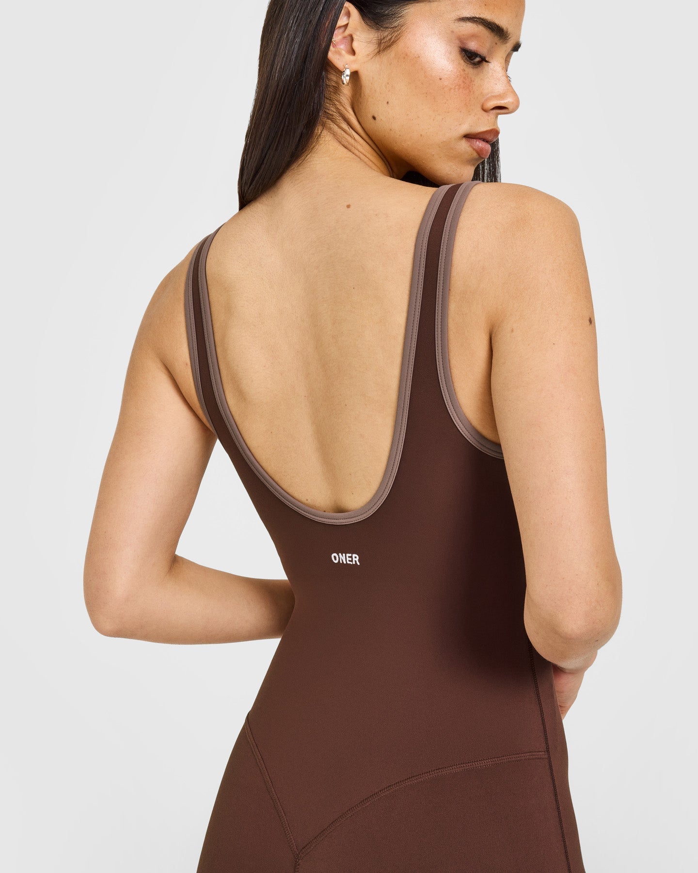 SoftMotion Contrast Scoop Back Flared All in One with White Logo | Espresso Brown - Image 4