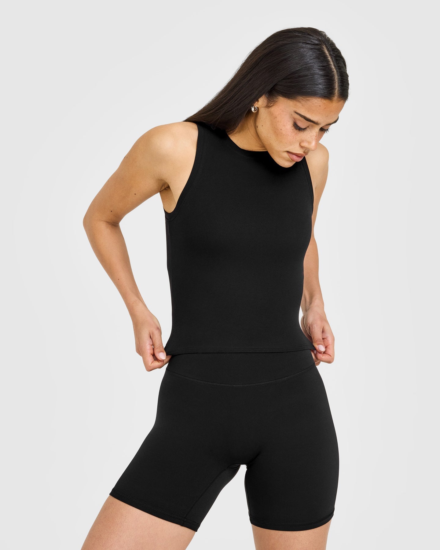 SoftMotion High Neck Mid Vest with White Logo | Black