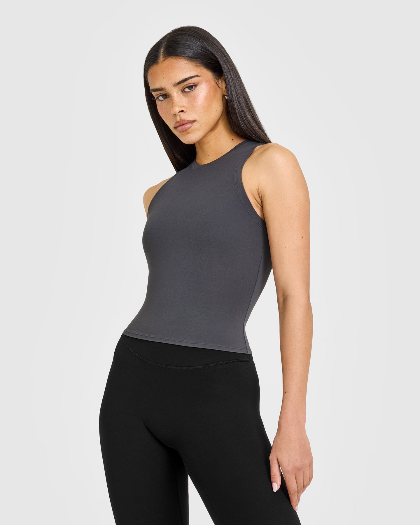 SoftMotion High Neck Mid Vest with White Logo | Coal
