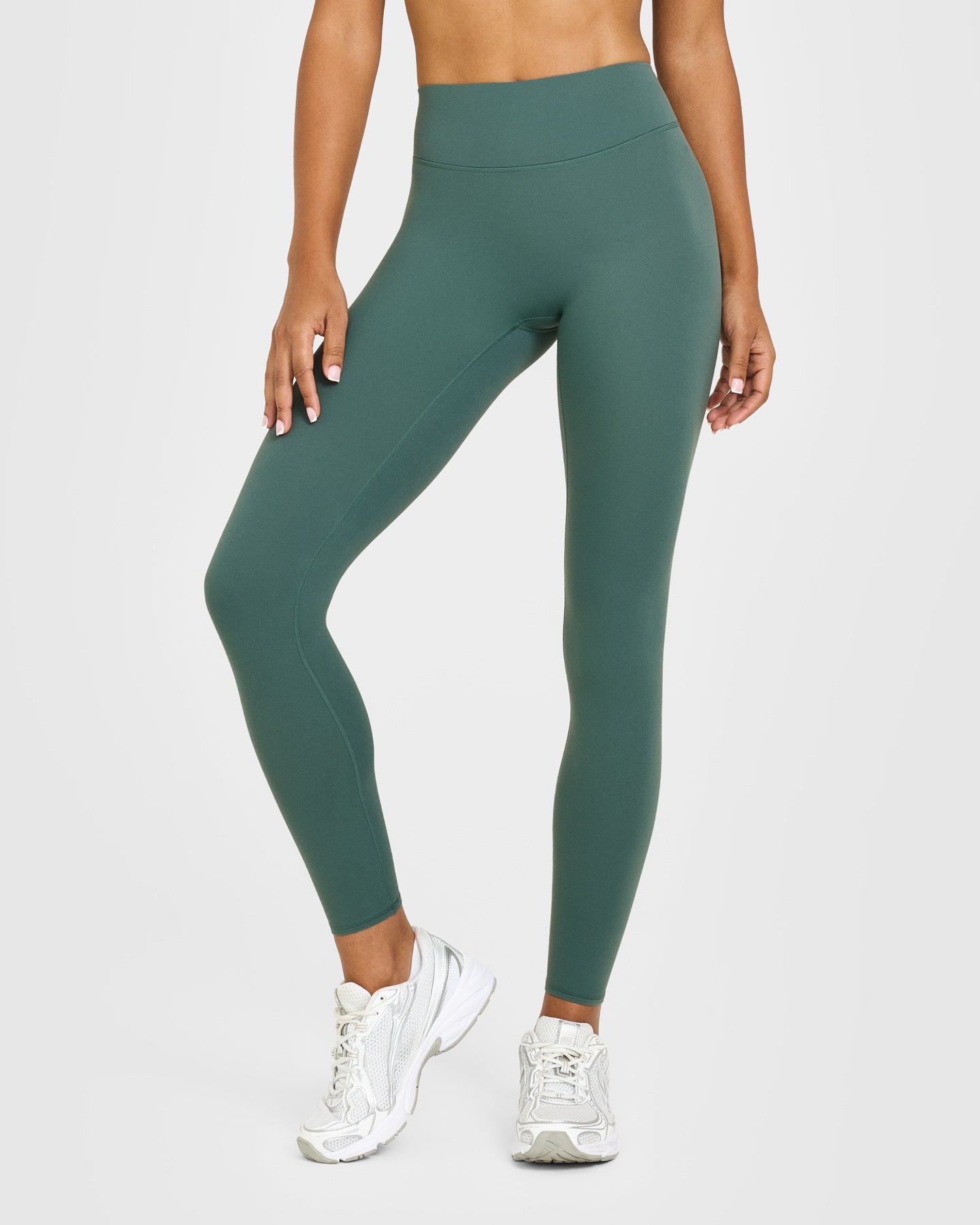 Alternative view of SoftMotion High Waisted Leggings with White Logo | Iced Green