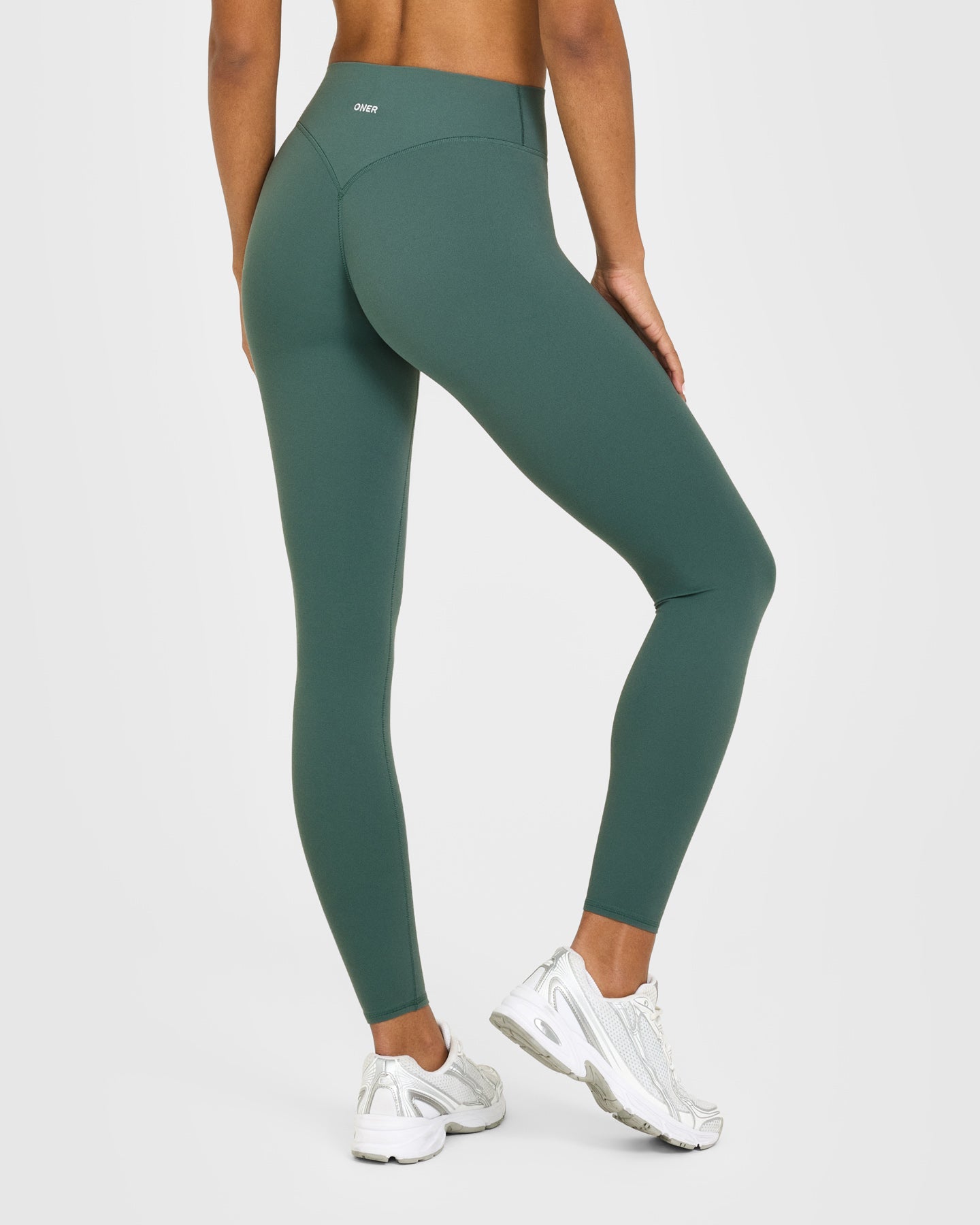 SoftMotion High Waisted Leggings with White Logo | Iced Green