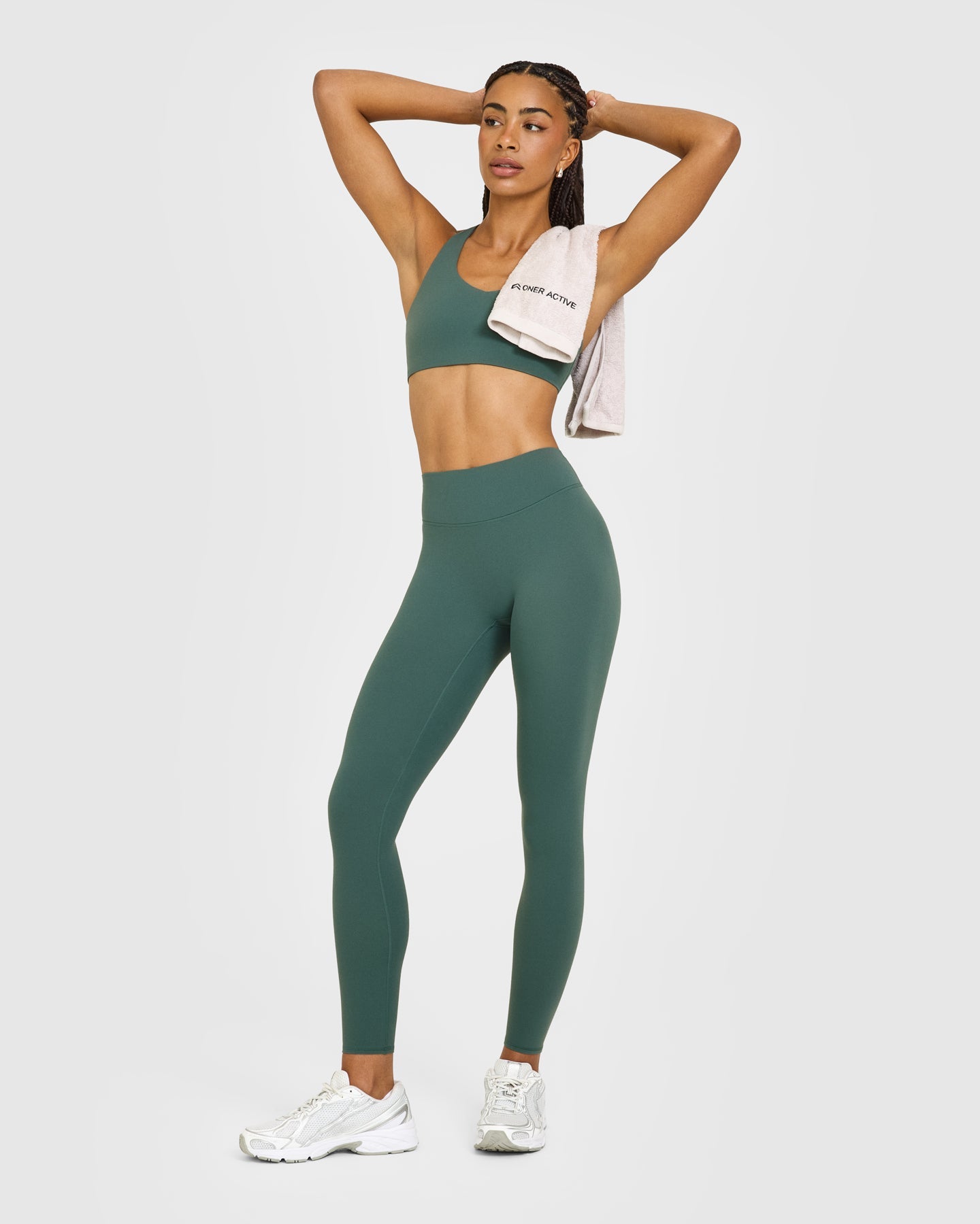 SoftMotion High Waisted Leggings with White Logo | Iced Green - Image 3