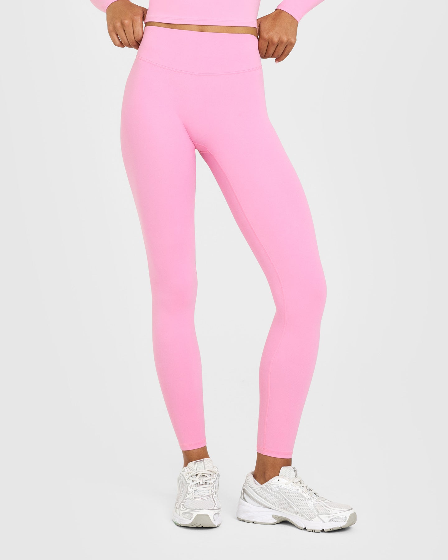 SoftMotion High Waisted Leggings with White Logo | Rose Pink - Image 6