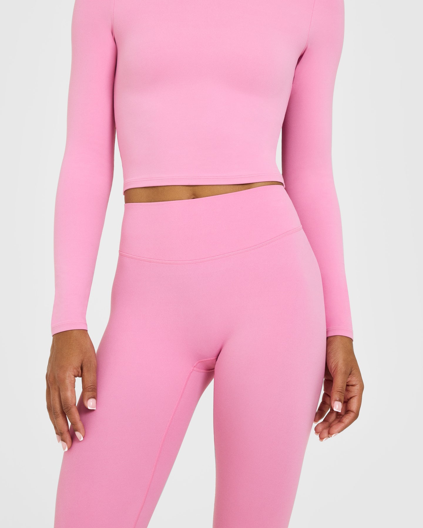 SoftMotion High Waisted Leggings with White Logo | Rose Pink - Image 5